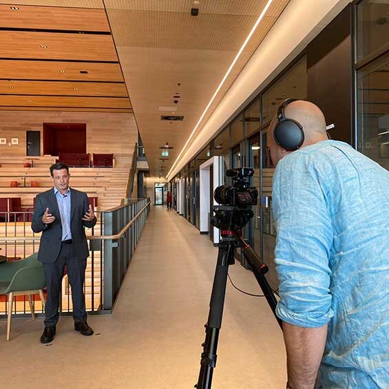 Adric Spiteri with interviewee from USC in Brisbane