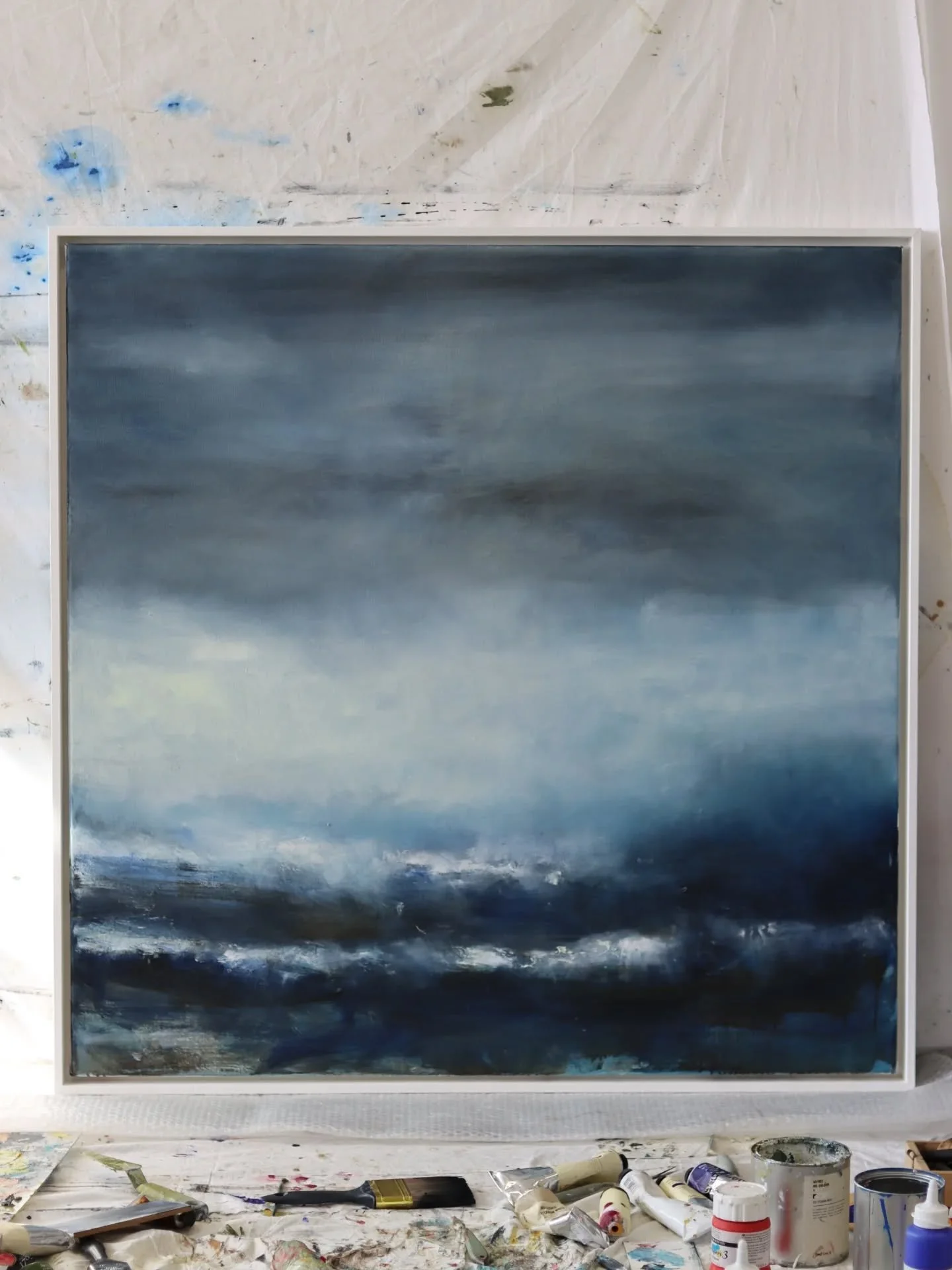 'Neither Out Far nor in Deep'
oil on hand stretched deep edge canvas
110 x 110cm

(framed in hand painted tray frame approx. 114 x 114cm)

Available via the link in my bio

The title of this piece is taken from &lsquo;Neither Out Far Nor In Deep&rsqu