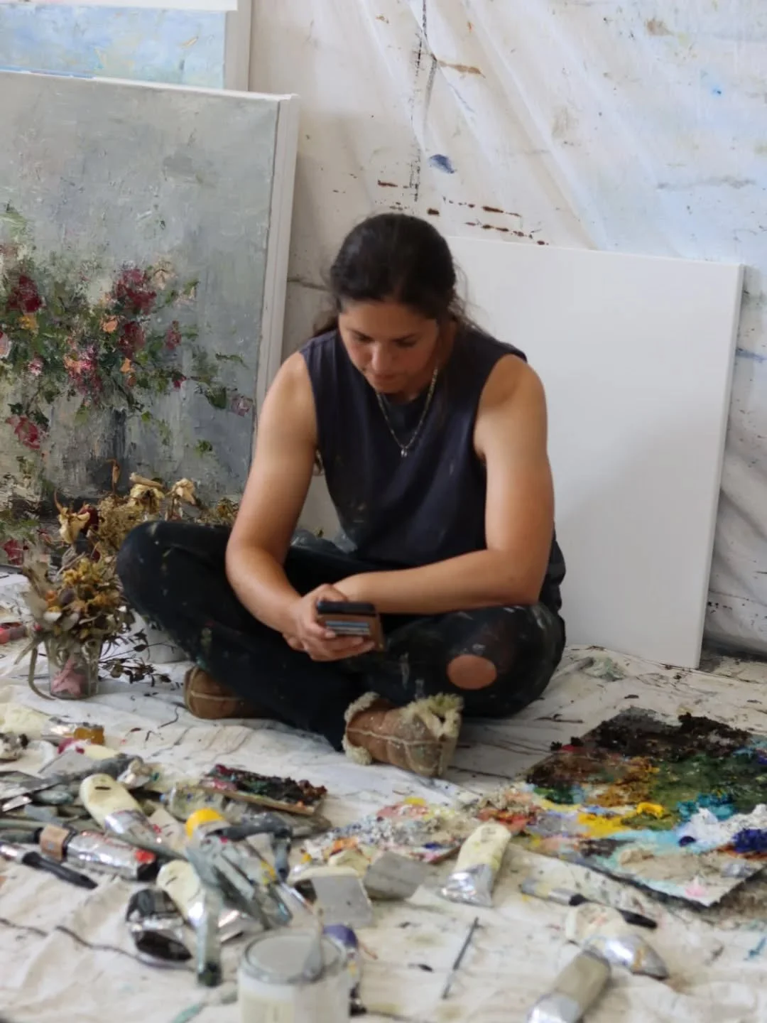 I'm working on a big commission at the moment, and getting into the right headspace for it is proving to be quite a challenge. 

When it's like this, I usually sit on my studio floor and make notes on my phone about different ideas, compositions, and