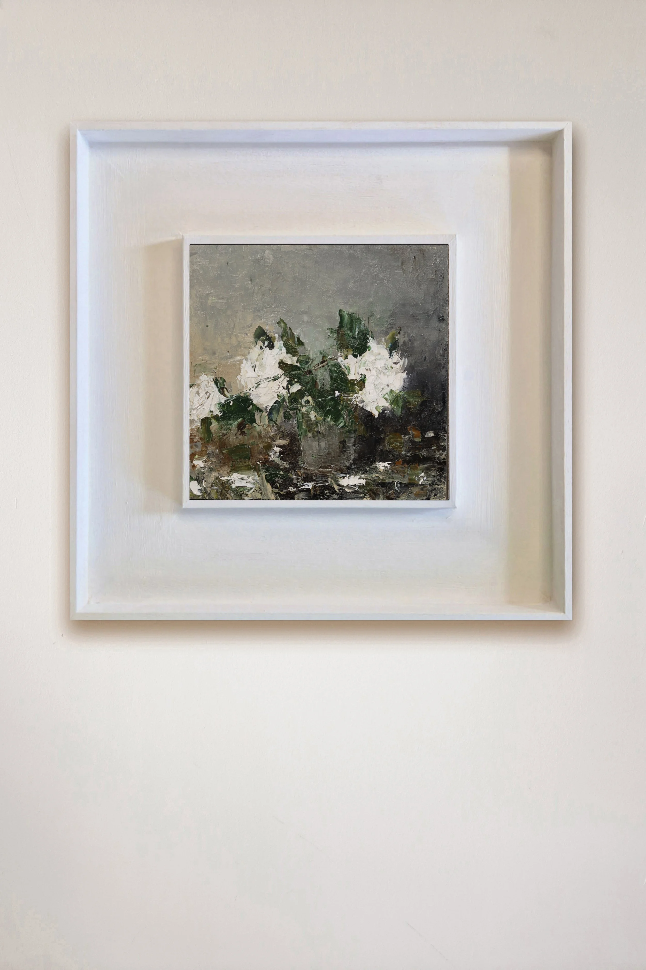 White Camellias, Garden Cuttings 15 x 15cm on wall.jpg