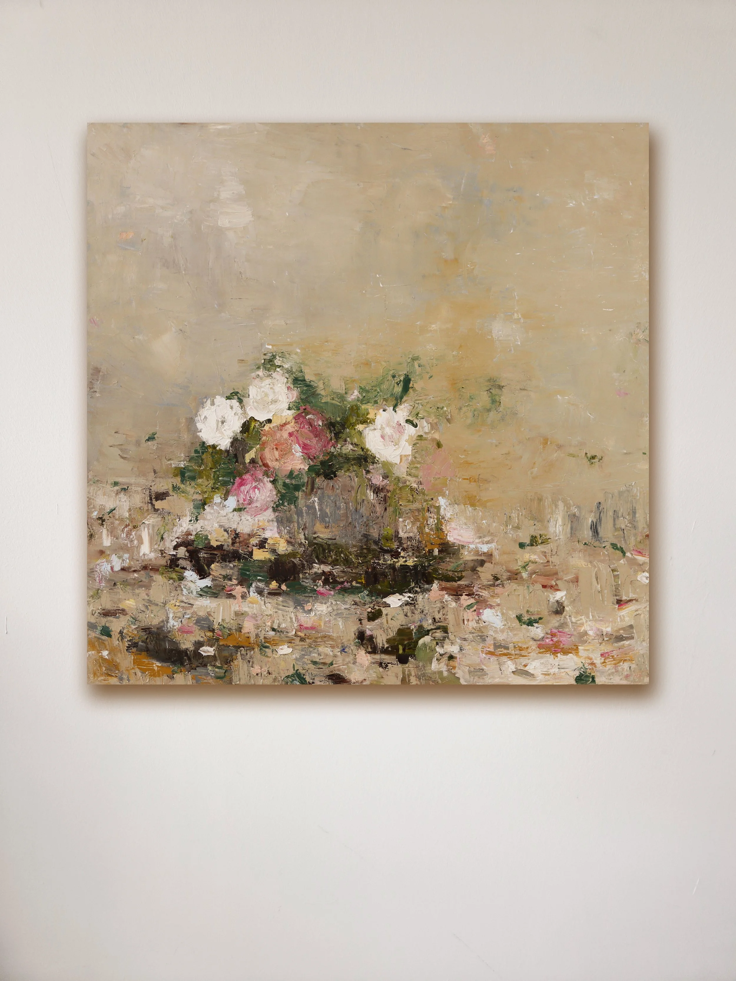 Bouquet with Whites and Pinks oil on canvas 90 x 90cm £4000 on wall.jpg