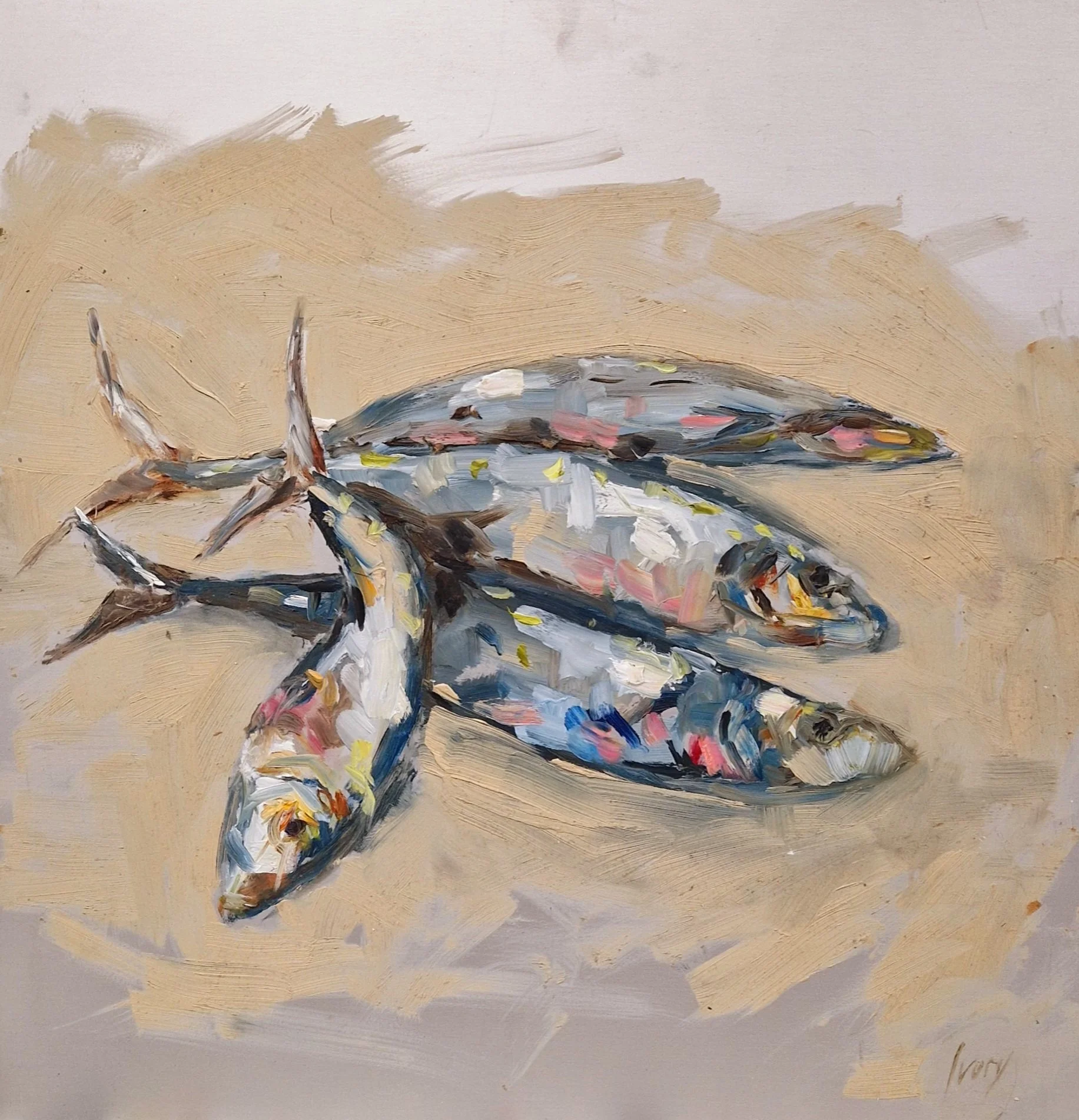 4 sardines oil on aluminium 40x40cm.jpg