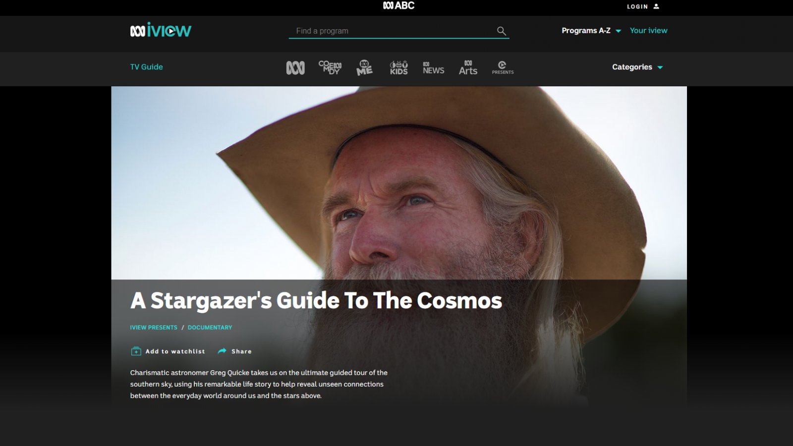 ABCTV and Greg Quicke present 'A Stargazers Guide to the Cosmos'. Watch it as a 1 hour special OR as 10x8 minute parts. Based on Greg's 1st book, "Earth Turning Consciousness"