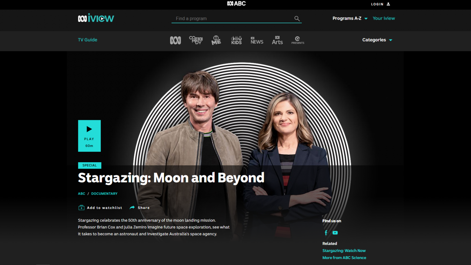 ABC's Stargazing 2019: Moon and Beyond. Featuring Greg's full tide explanation with 2.7 million views.