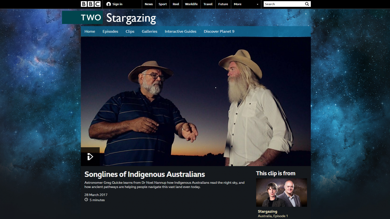 Songlines of Indigenous Australians 2017: Greg learns from Dr Noel Nannup how Indigenous Australians read the night sky, and how ancient pathways are helping people navigate this vast land even today.