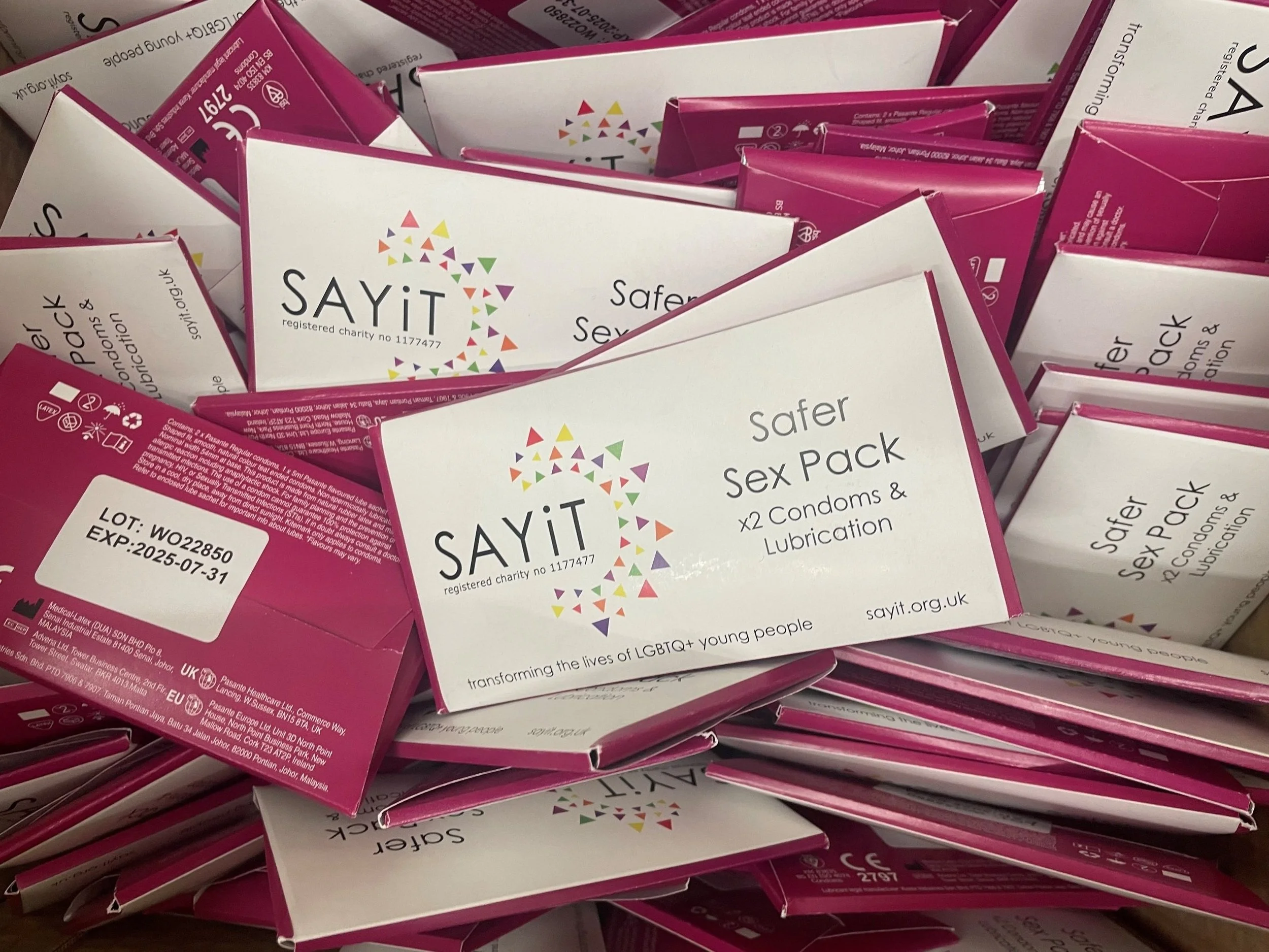 Thank you to SAYiT who have kindly donated a big box of safe sex kits to ensure our clients can maintain safe sexual practices.