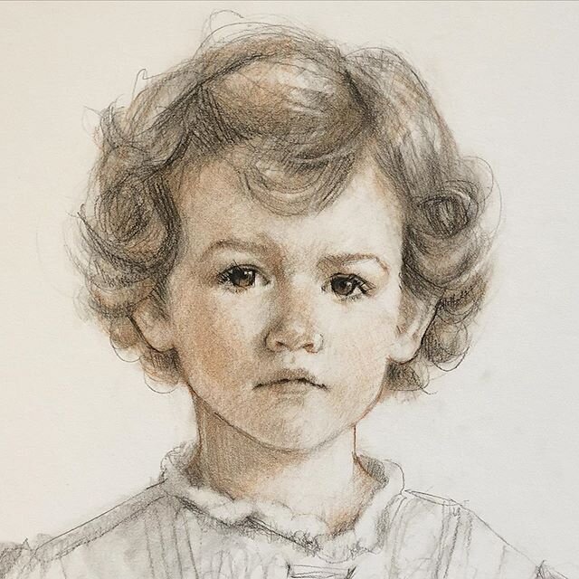 A portrait in progress from my studio last month, such a thoughtful little human, I just loved capturing her expression. #ilovemyjob #lizlindstrom #charcoalconte #chattanooga #signalmountain #familyportraits #childhoodcaptured #modernportrait Thank y