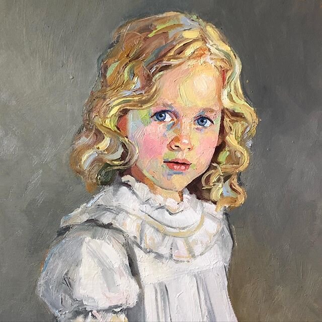 Color comfort - in the form of childhood portraiture. So grateful for my work and the people who commission me to capture their family&rsquo;s story, #youknowwhoyouare  #lizlindstrom #oiloncanvas #colorcomfort #modernportrait #rainbowskin #birmingham