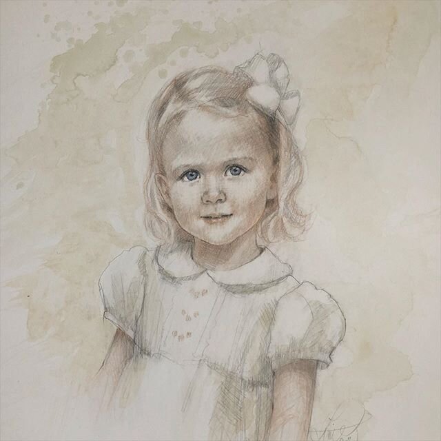 Happy Monday! Here in the studio I&rsquo;m making the final touches on a couple portraits. While I do that I thought I&rsquo;d share this portrait delivered last week, love this sweet family #youknowwhoyouare and this darling girl was a joy to draw! 