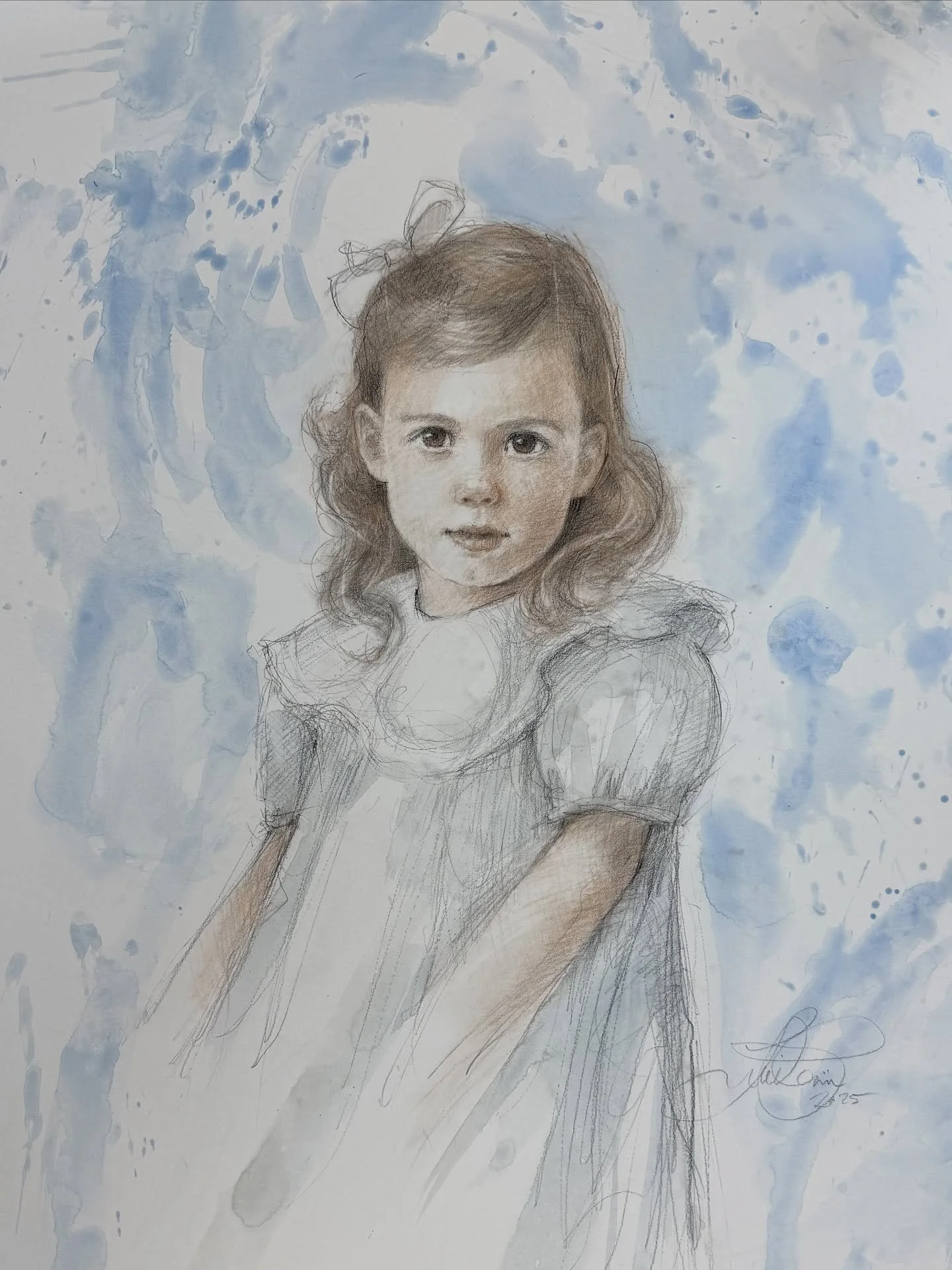Telling the stories of the families of today, for future generations, is a joy and honor. Thank you to my client #youlnowwhoyouare and to @gwendolynpturcotte for connecting us! #charcoalconte #watercolorwash #drawing #lizlindstrom #portraitdrawings #