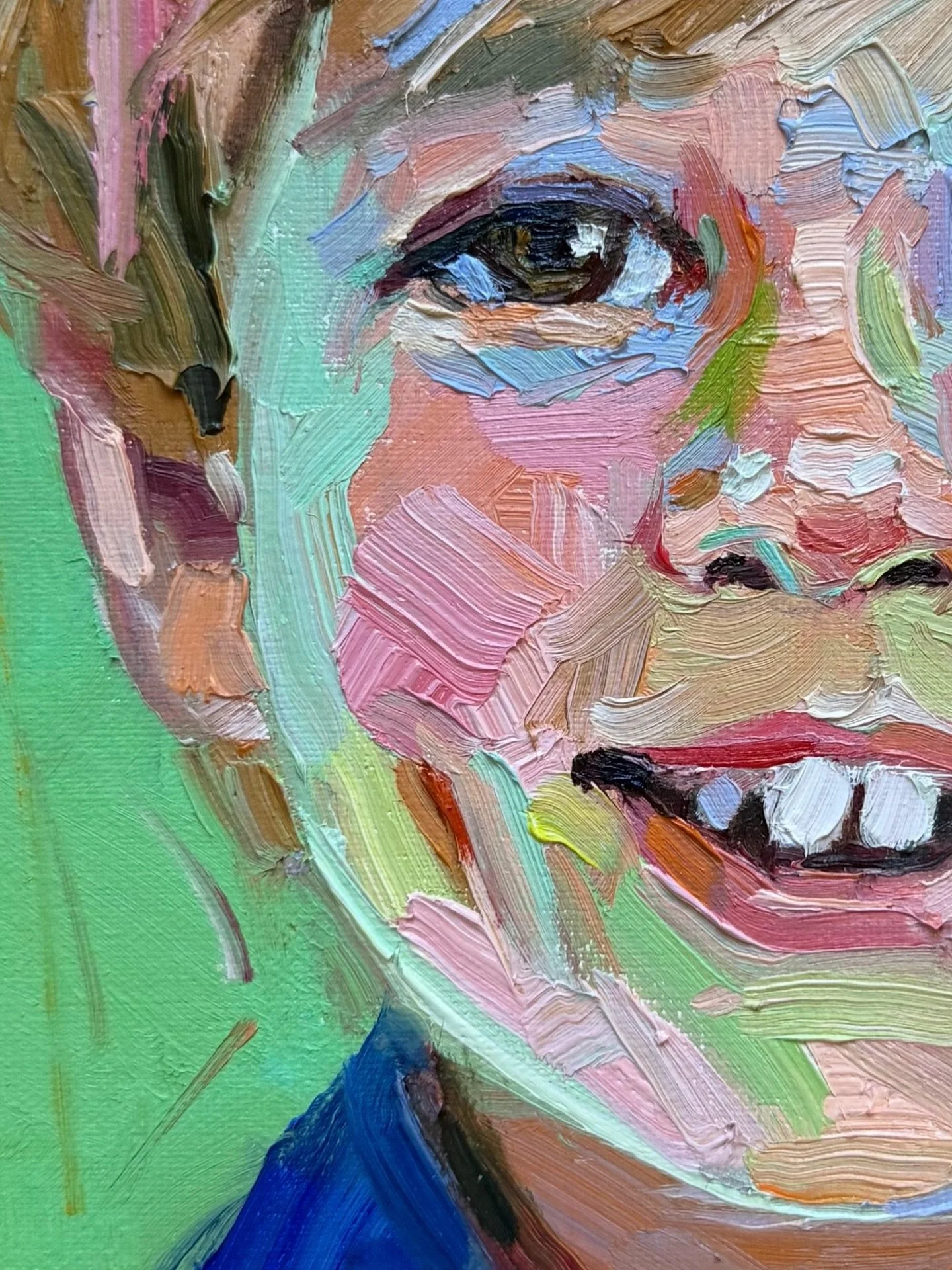 Love when my clients #youknowwhoyouare choose to capture childhood in all it&rsquo;s imperfect perfection! Thank you @leslie_baldwin and @portraitsinc for the wonderful connection! #rainbowskin #lizlindstrom #oiloncanvas #modernportrait