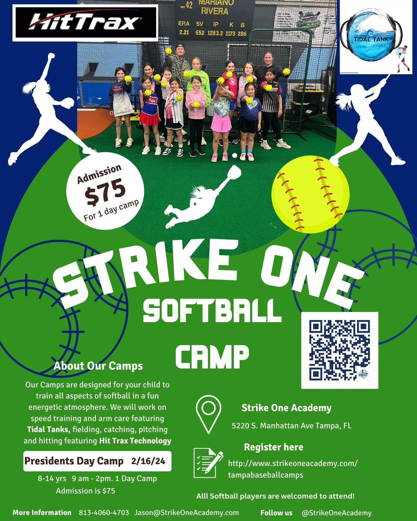 Introducing Presidents&rsquo; Day softball camp! Due to popular demand, the camp will be held on Friday, February 16th. Limited spots are available so reserve your spot now! 

#softballcamp #presidentsdaycamp #tampasoftball #camp