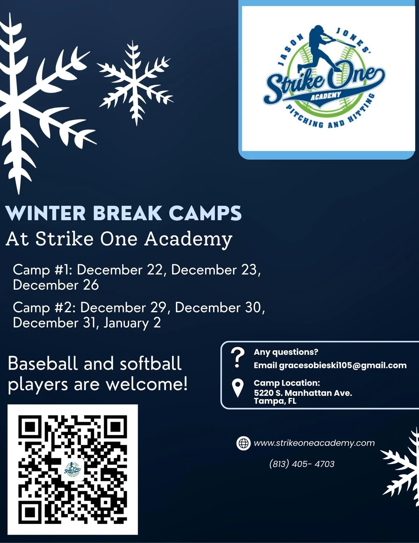 Make sure your athlete is staying on top of their game this off season and sign up now for our Winter Break Camps! We offer full week or single day options. Camp will run from 9:00 am to 2:00 pm. We can&rsquo;t wait to see you there!