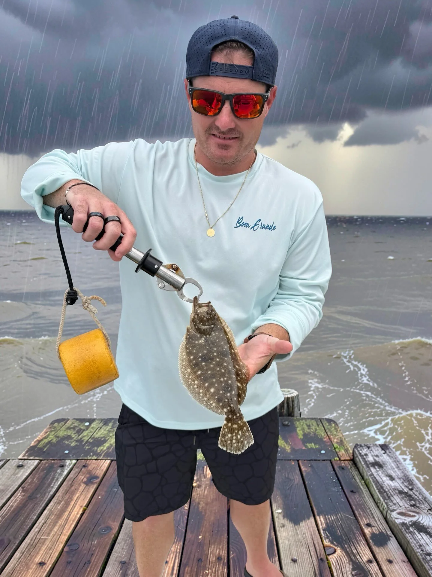 Well we tried!! We dodge the rain (and the big fish), but kept the boys dry. We made the best of rough conditions and brought home some lunch. Made it in right before the skies let loose. (Also got one snook and one crew member not pictured)&hellip;