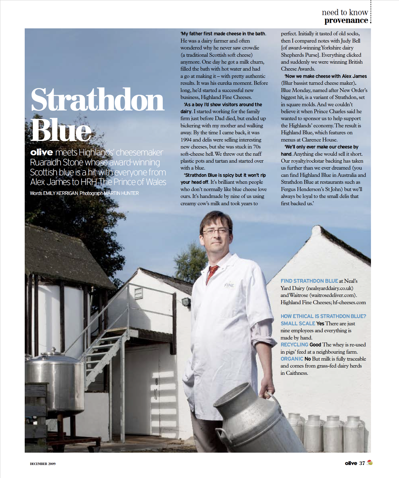 Blue Monday cheese for olive mag