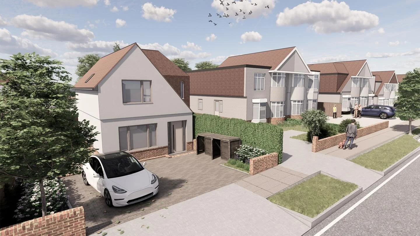 Compact House

Planning submission for a new three bedroom dwelling as part of this backland development scheme on a generous Sidcup corner plot.

A focus on form and materials to create a modern interpretation of the 1930s semi-detached vernacular t