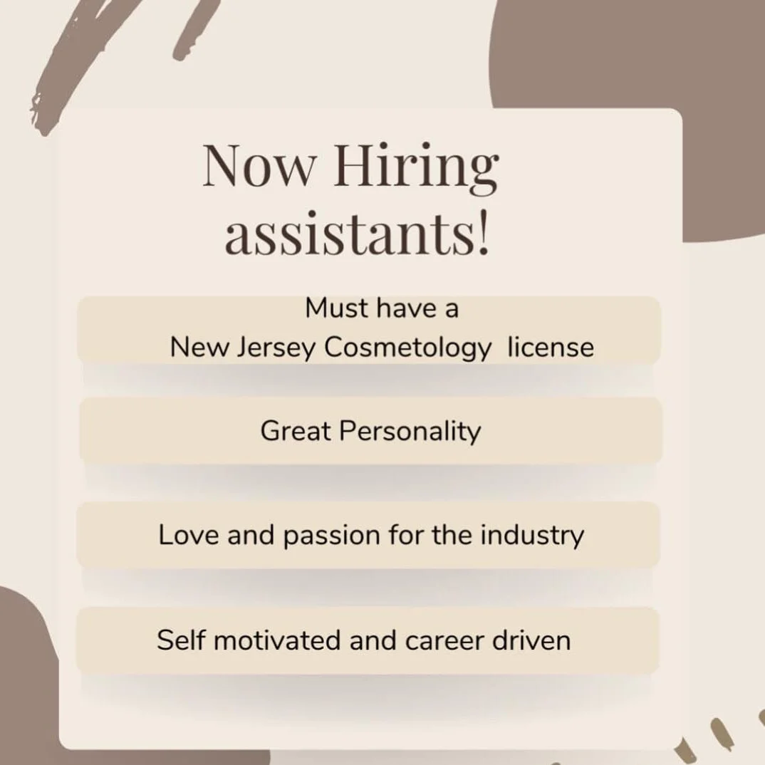 Now hiring salon assistants! If you or someone you know is just getting started in the cosmetology world give us a holler. When you reach out to us we will let you know about our 18 month apprenticeship to get you set on your journey to being a succe