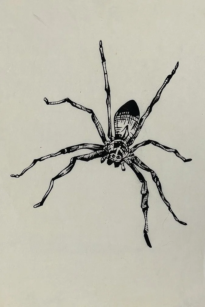 Anansi the Spider: 1-color relief print