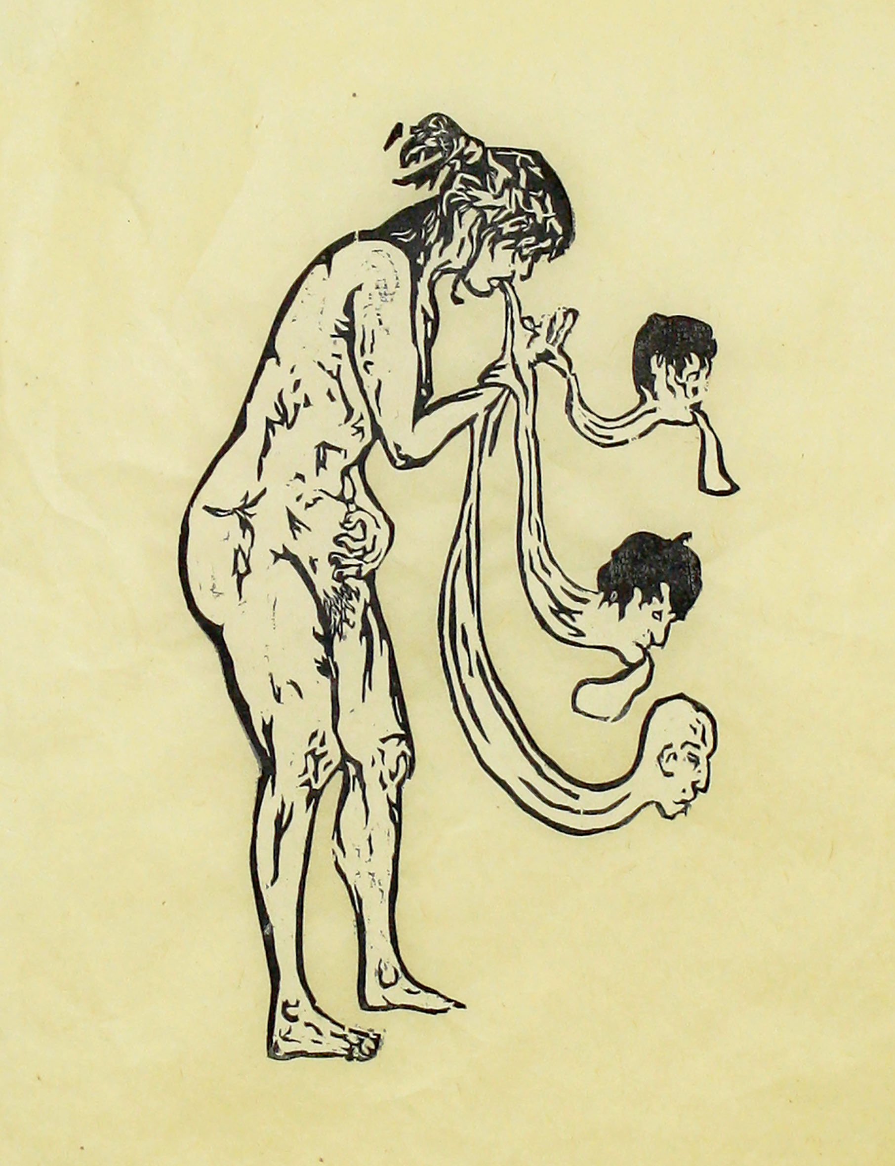 We Forget That When We Grow, We Regret: 2-color relief print