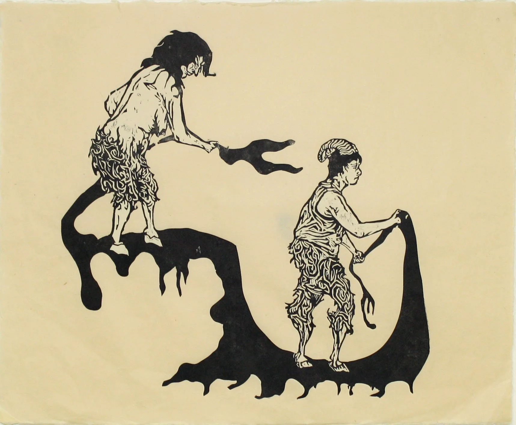 There Is No Without: 2-color relief print