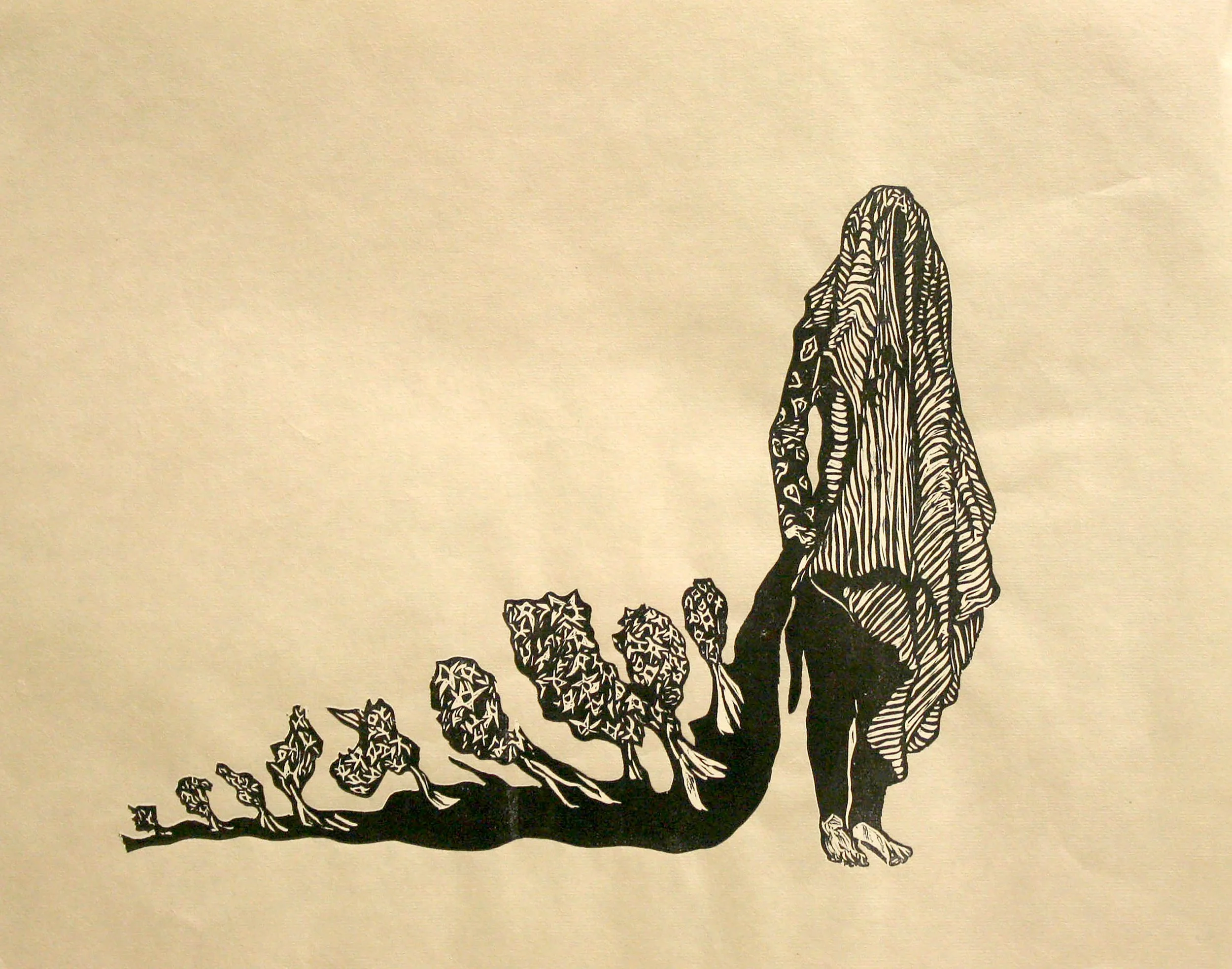 Beneath and Behind: 2-color relief print