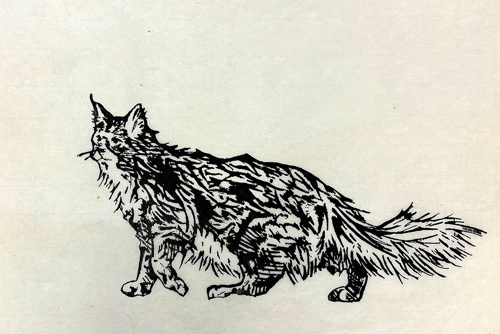 Again Rebirth: 1-color relief print