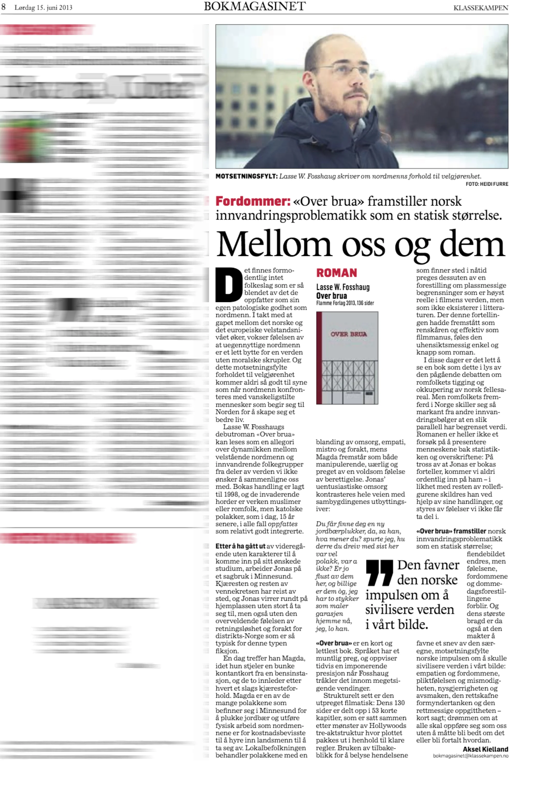 Faksimile Klassekampen Bokmagasinet 15. juni 2013
