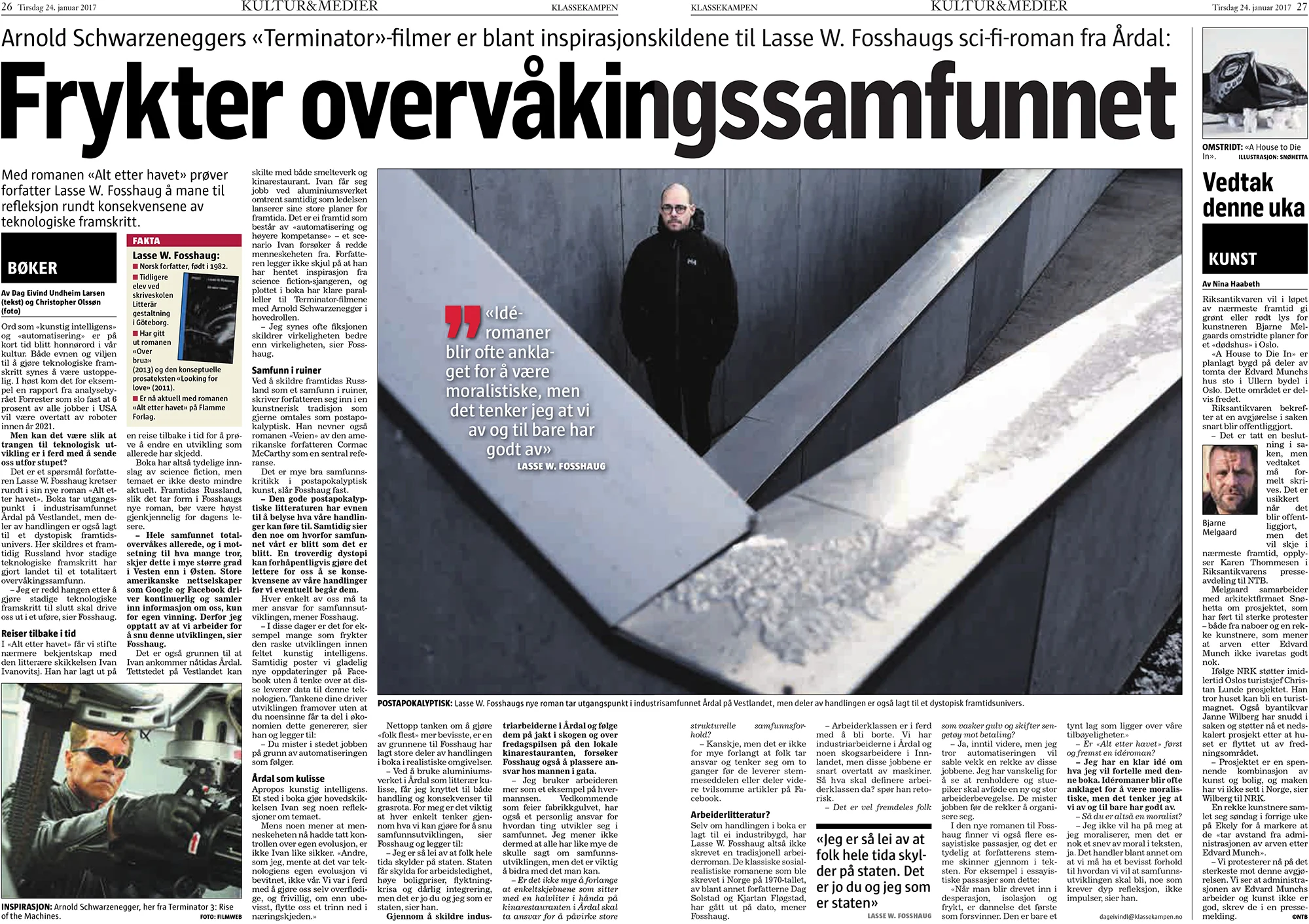 Faksimile Klassekampen 24. januar 2017.