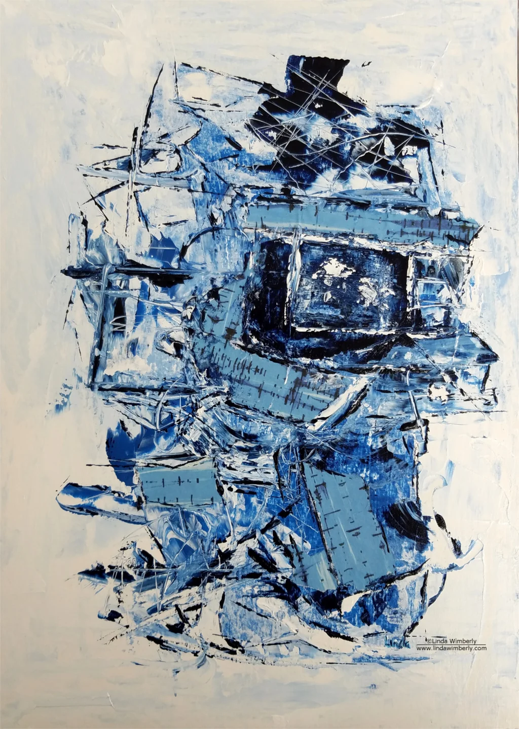 Cable News - Mixed Media on watercolor paper (acrylic and paper), 18 x 10" - SOLD