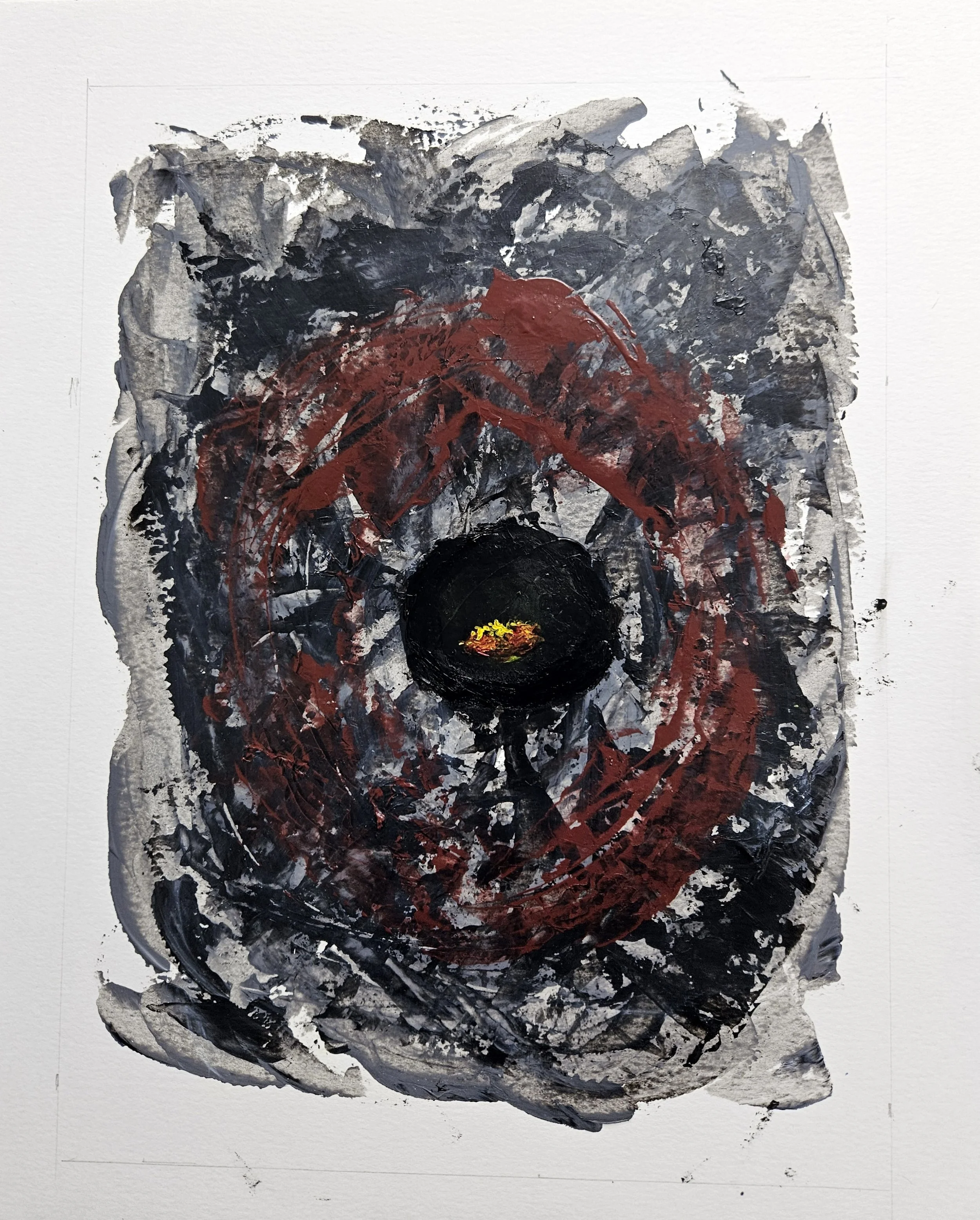 Vision - 14 x 11, Mixed Media (acrylic and pen) on paper, 2025 - SOLD