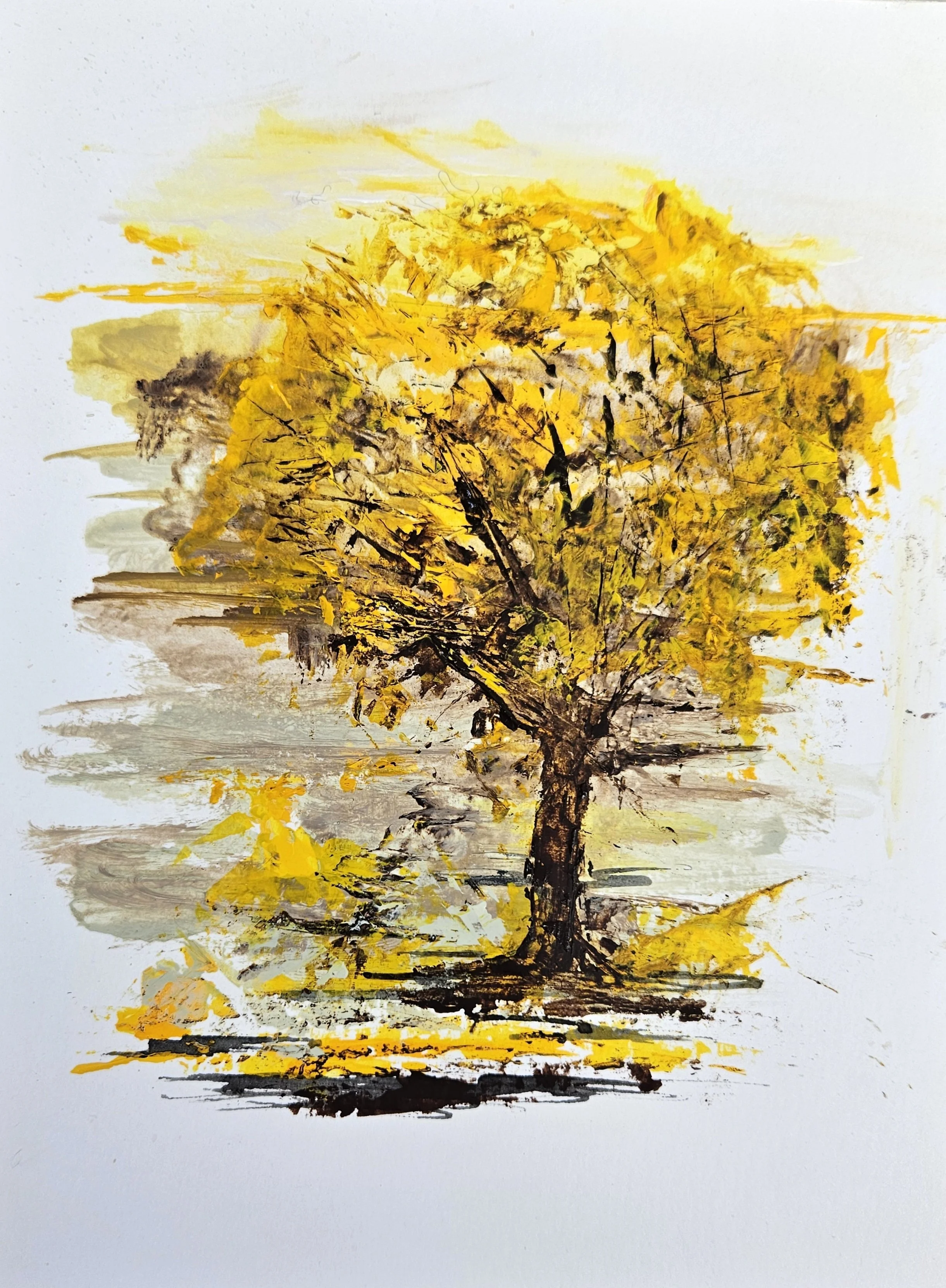 Letting Go - 8 x 6, Mixed Media (acrylic and ink) on paper, 2025, SOLD