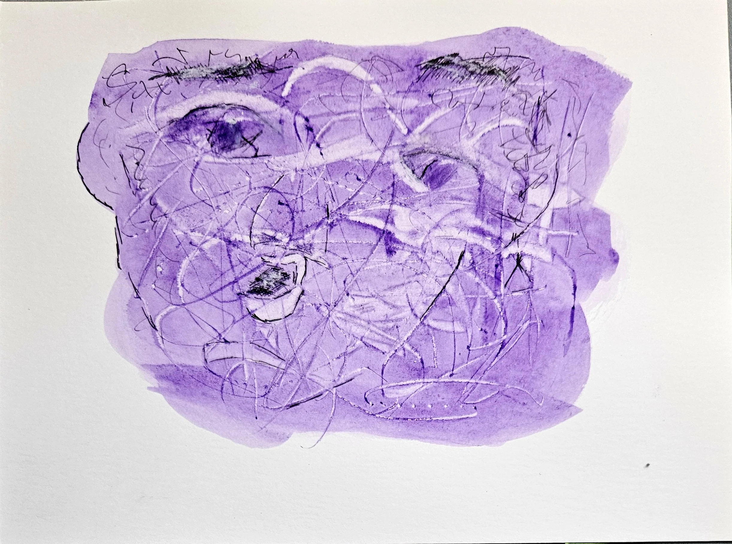 Watching, Waiting - 6 x 9, Mixed Media (acrylic, ink) on paper, 2025