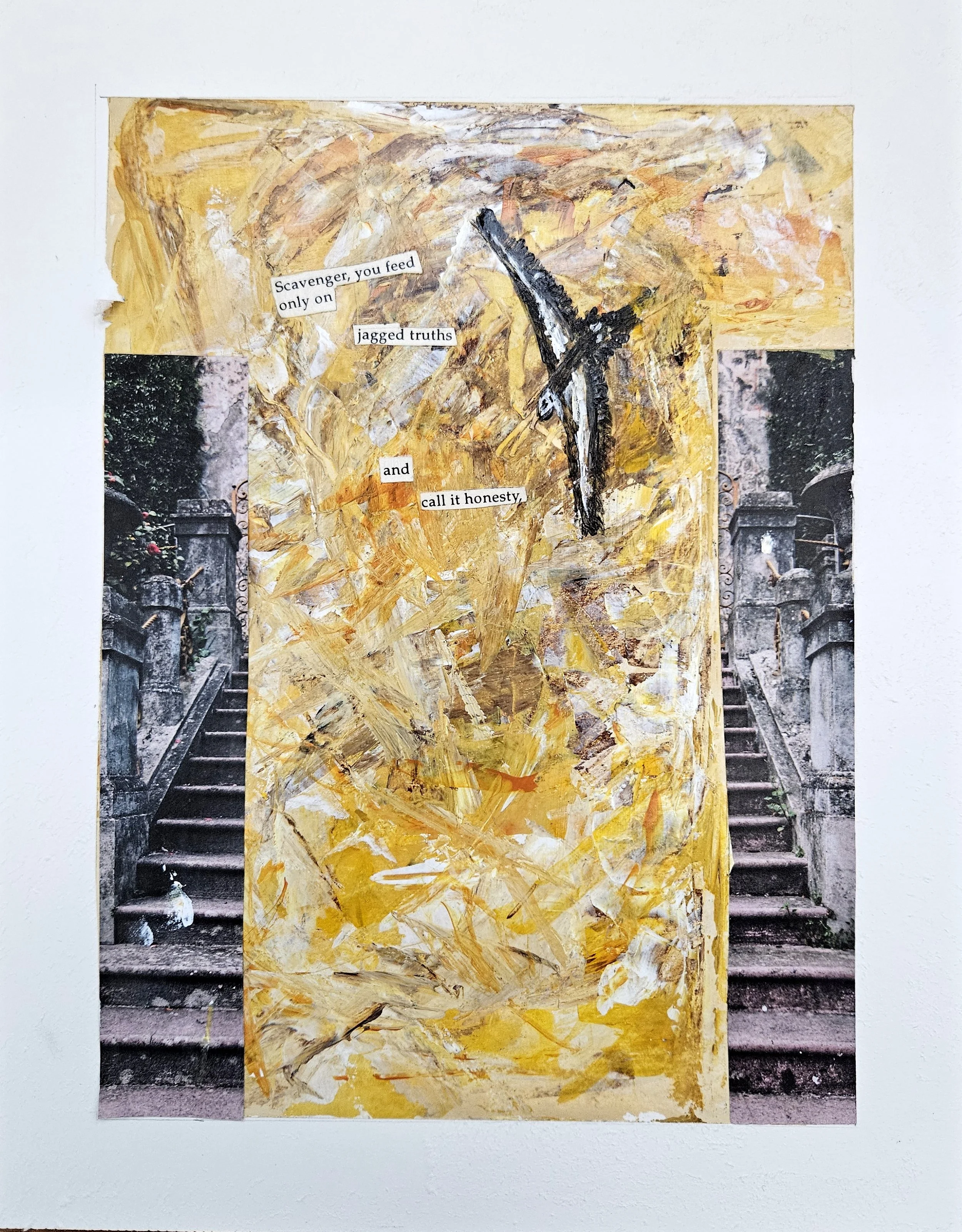 Scavenger - 12 x 9, Mixed Media (acrylic, ink, paper) on paper, 2025