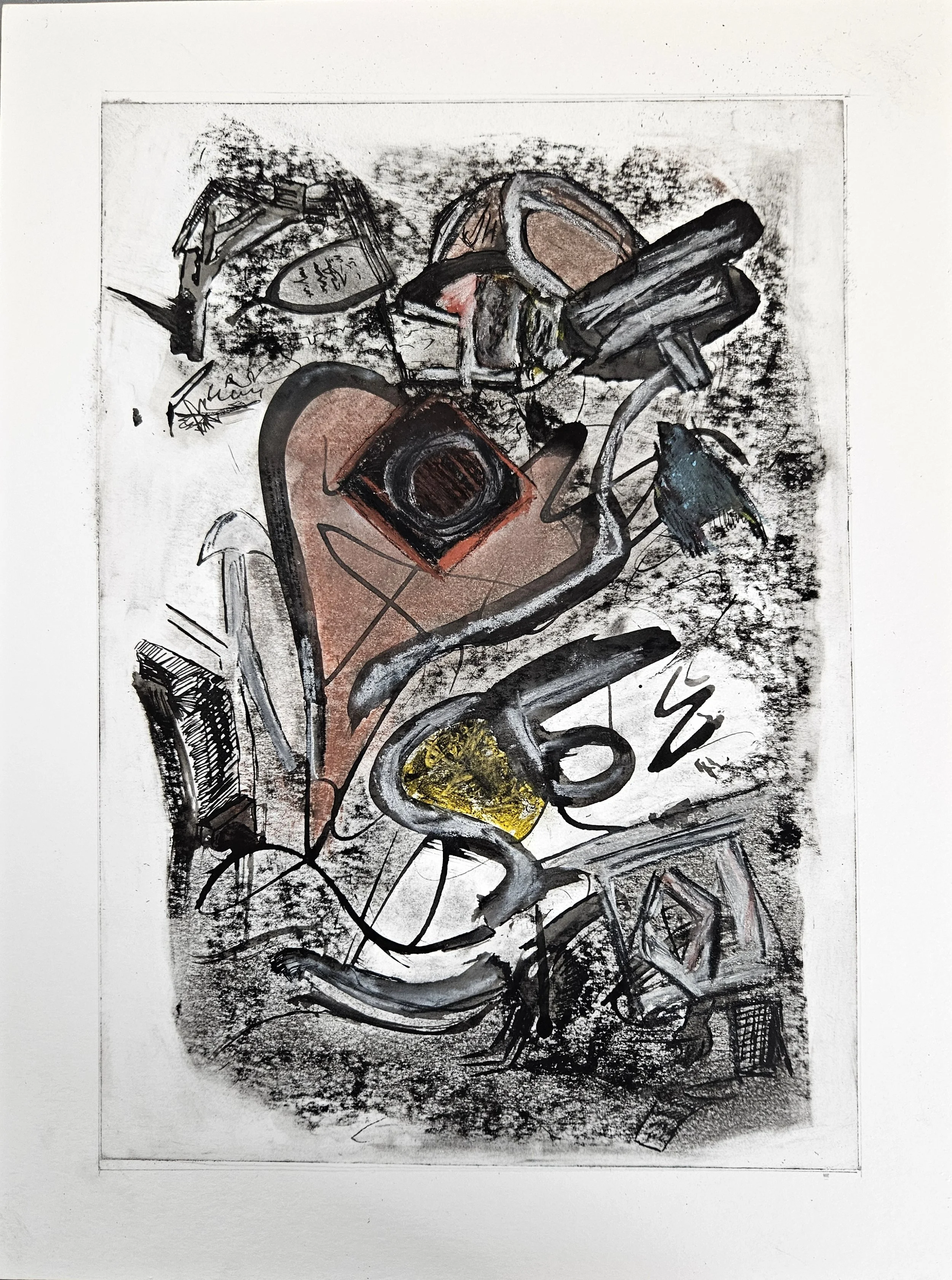 Chapters - 12 x 9, Mixed Media (sumi ink, ink, charcoal, Conte crayons, oil pastels) on paper, 2025