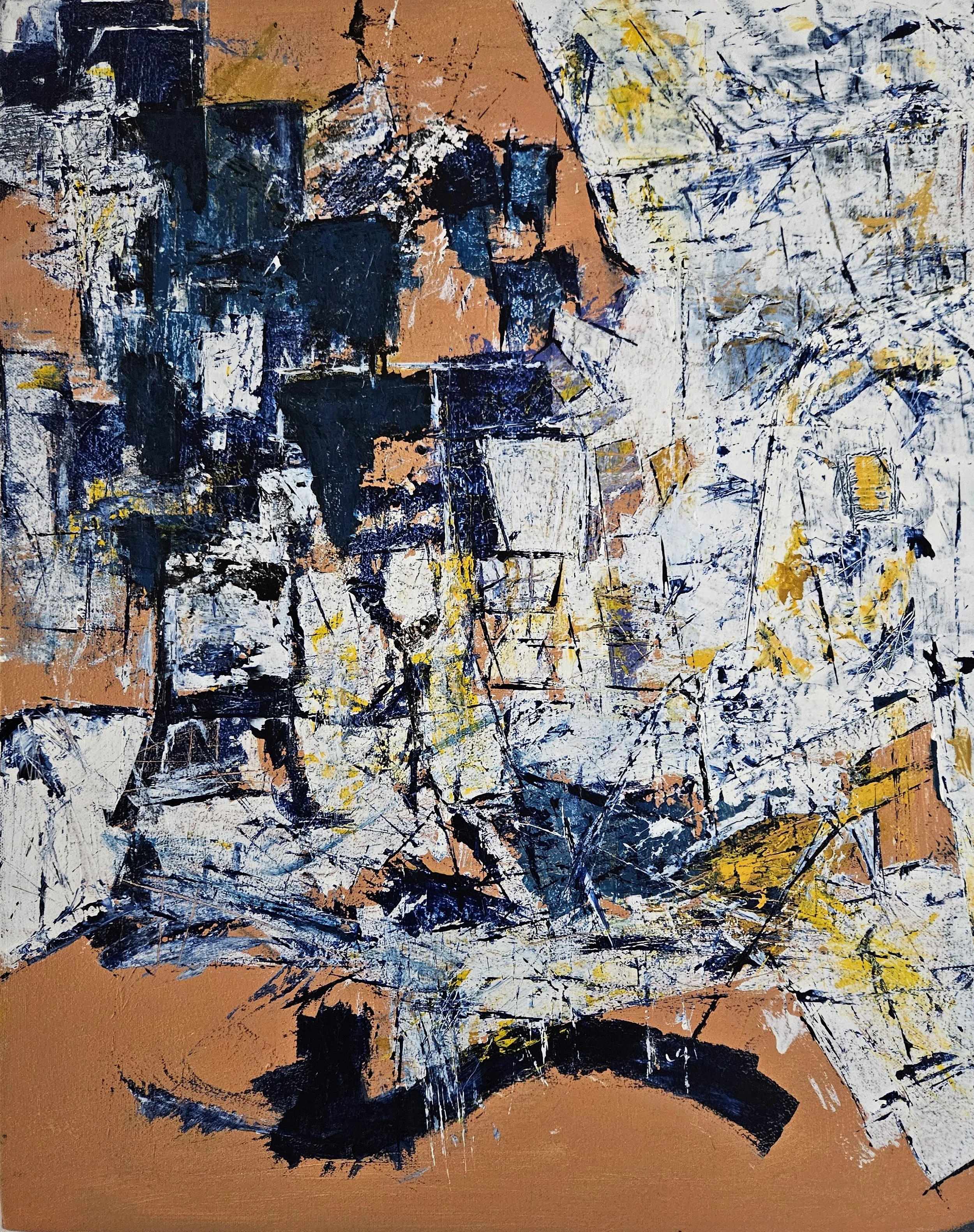 Cacophony - 20 x 16,  acrylic, ink, oil pastels on canvas