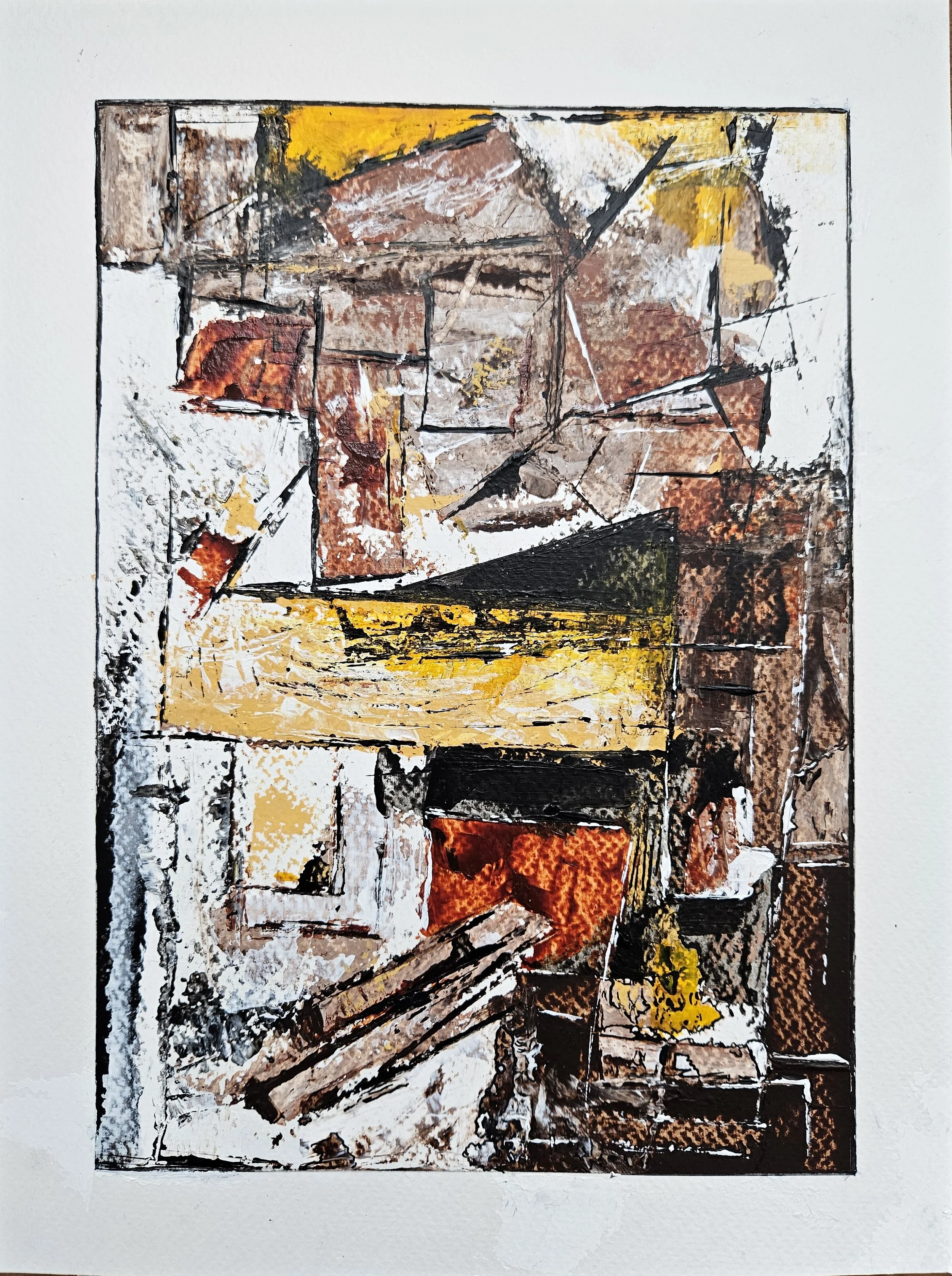 Reconstruction - 12 x 9, acrylic and ink on watercolor paper, 2025