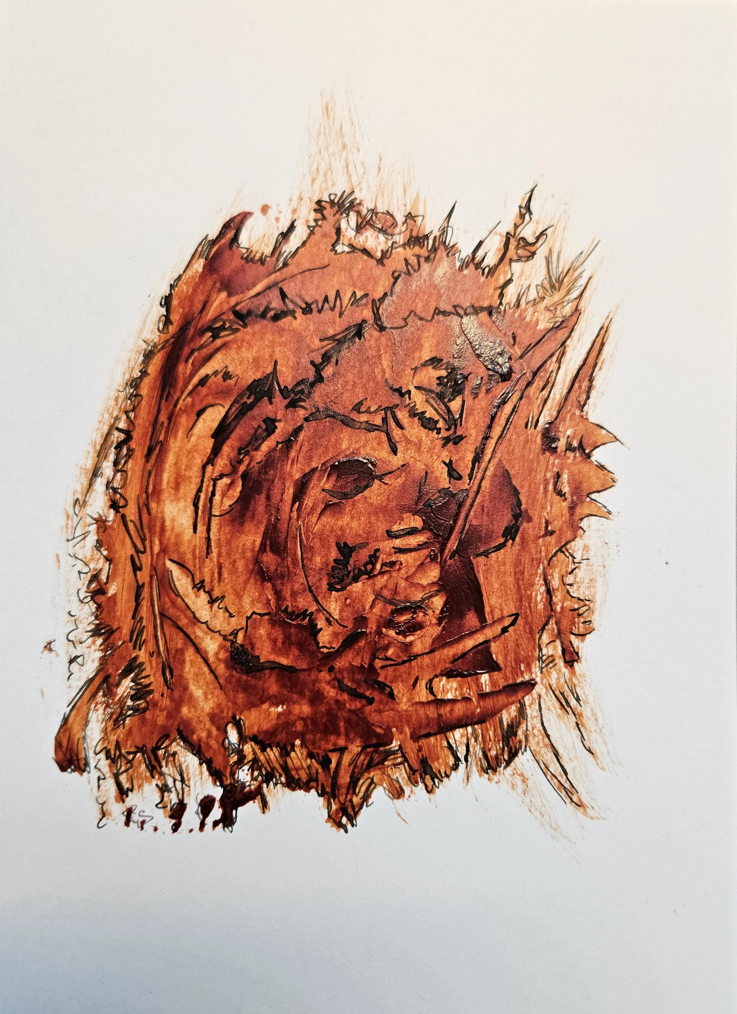 Multiple Personalities - 8 x 6, acrylic and ink on paper