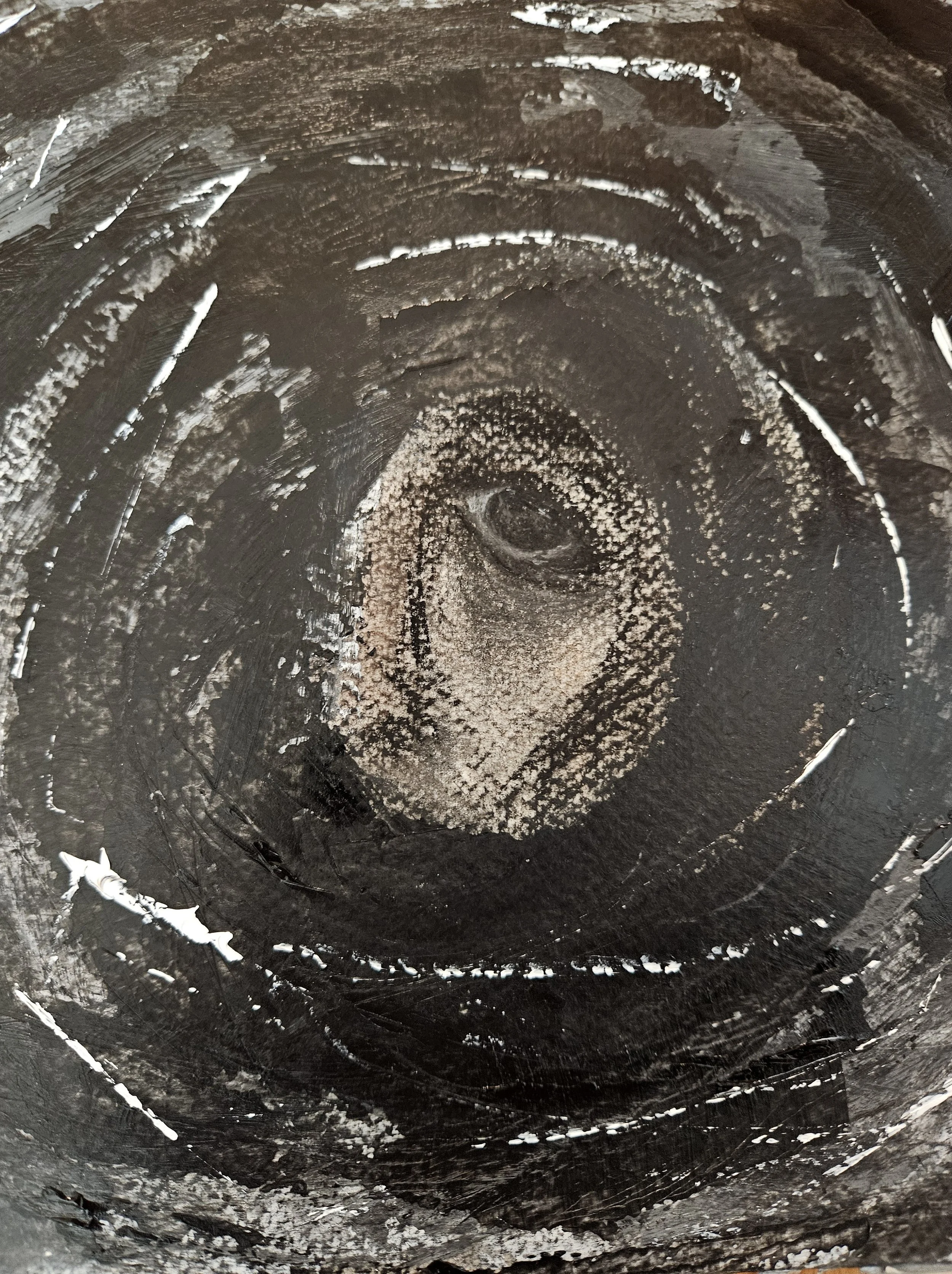 Stopped Time - 9 x 9, Mixed Media (charcoal, Conte crayon, pastels, acrylic) on paper, 2025