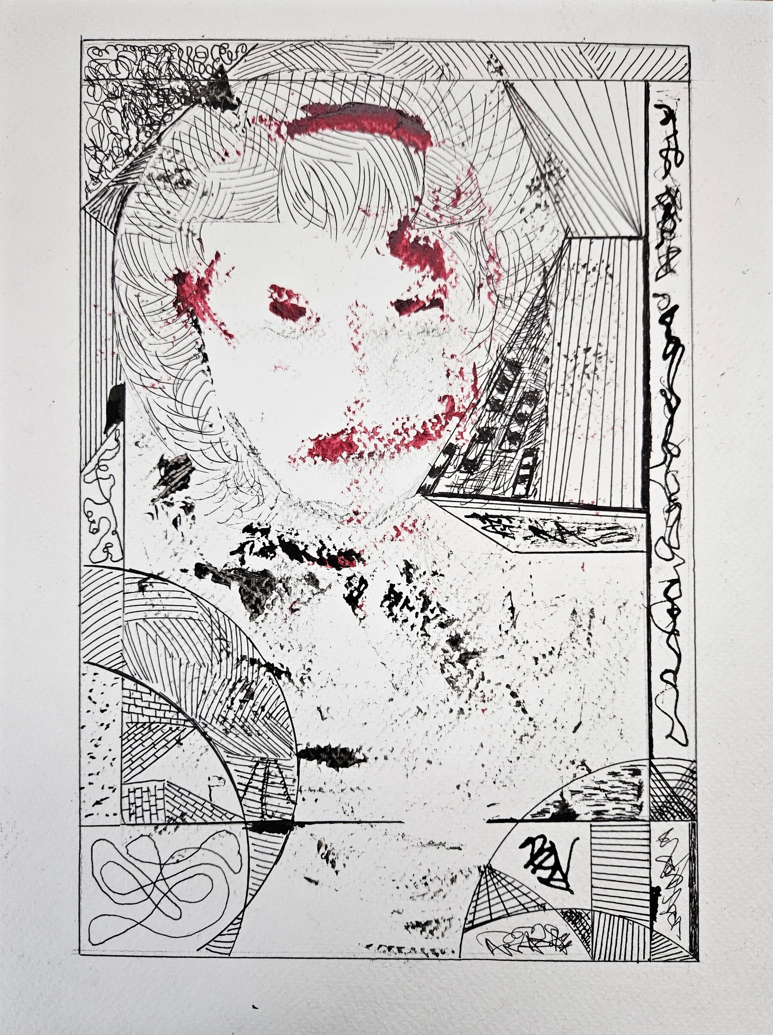 When Memory Speaks - 12 x 9, ink, acrylic and graphite on paper, 2025