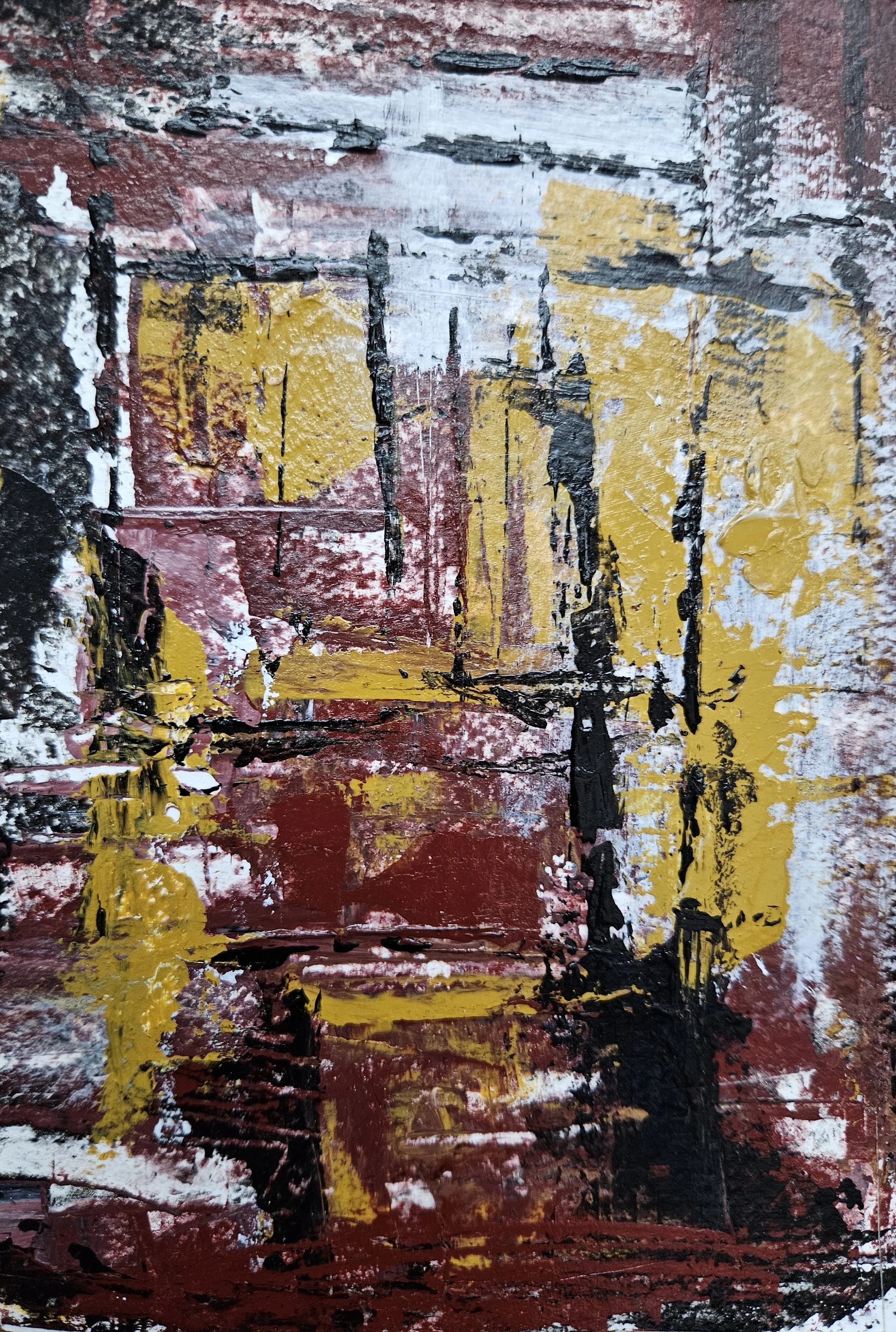 Secret Passages #1 - 7 x 5, acrylic on paper, 2025