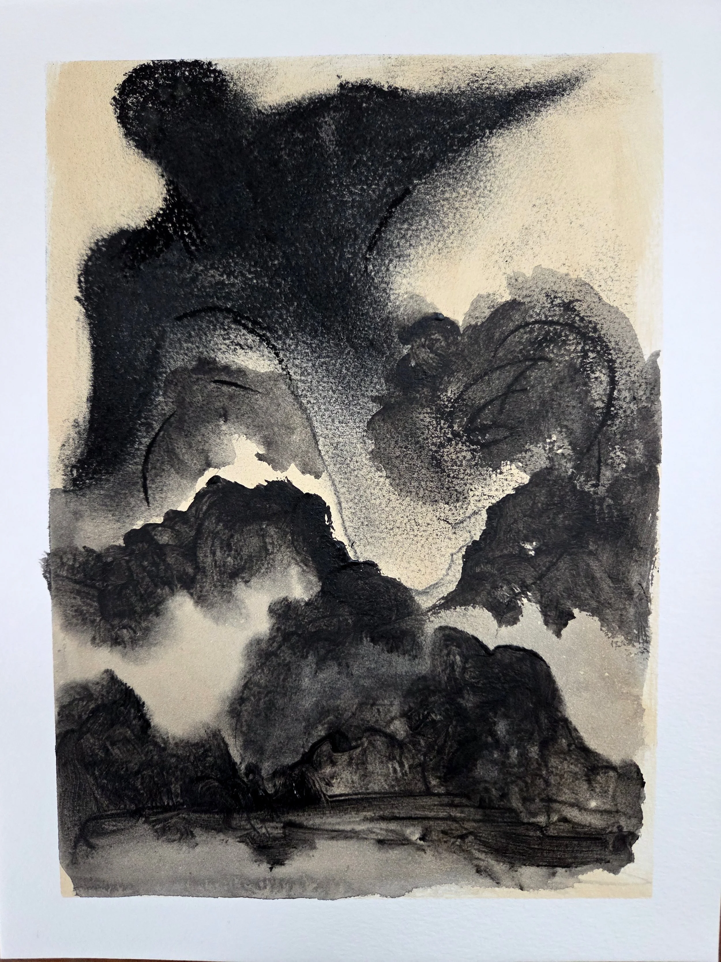 Dark Angel - 12 x 9, Mixed Media (acrylic and charcoal) on paper, 2026 