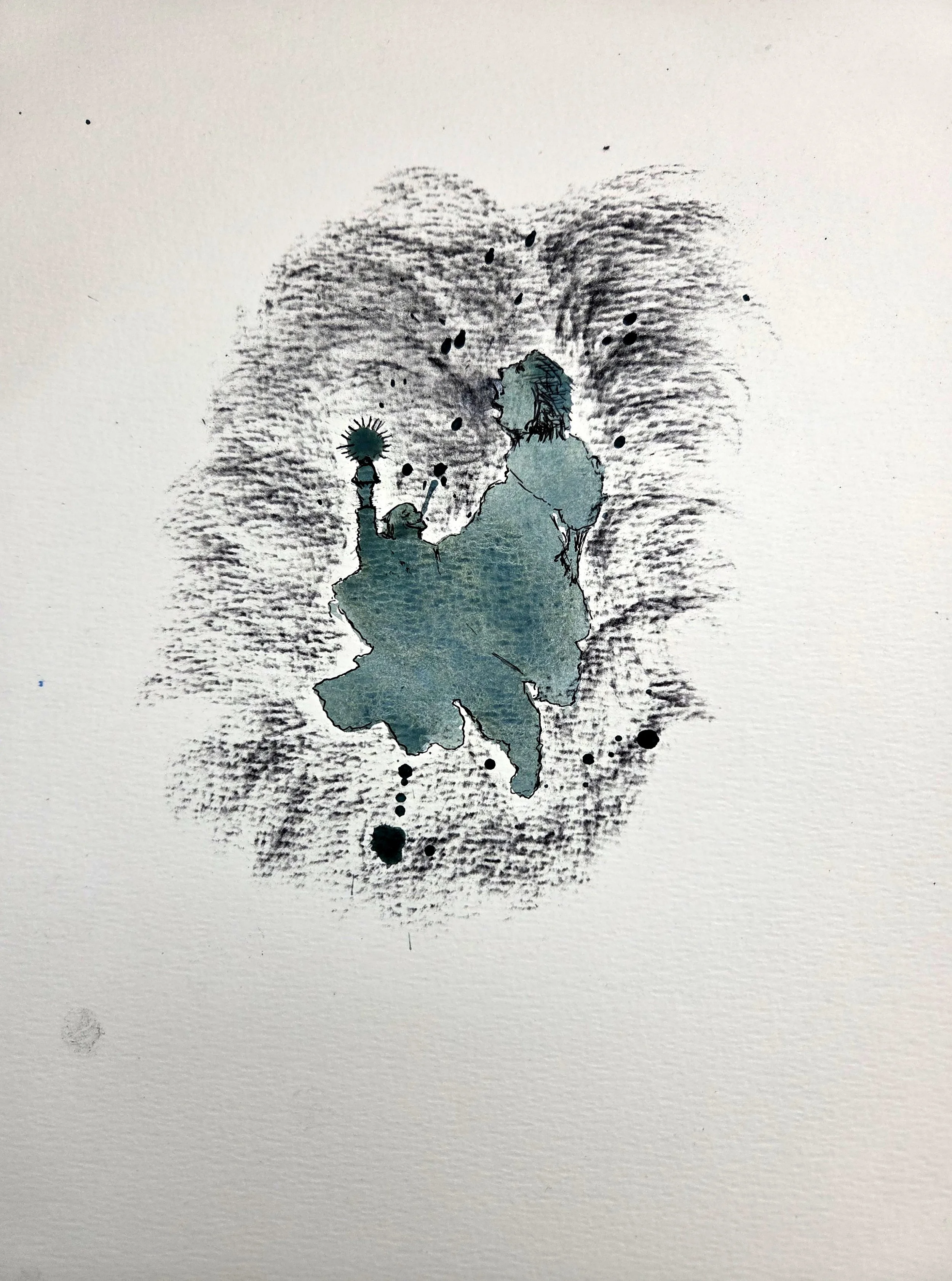 Give Me Your Tired, Your Poor - 12 x 9, Mixed Media (acrylic and ink) on watercolor paper, 2026  SOLD