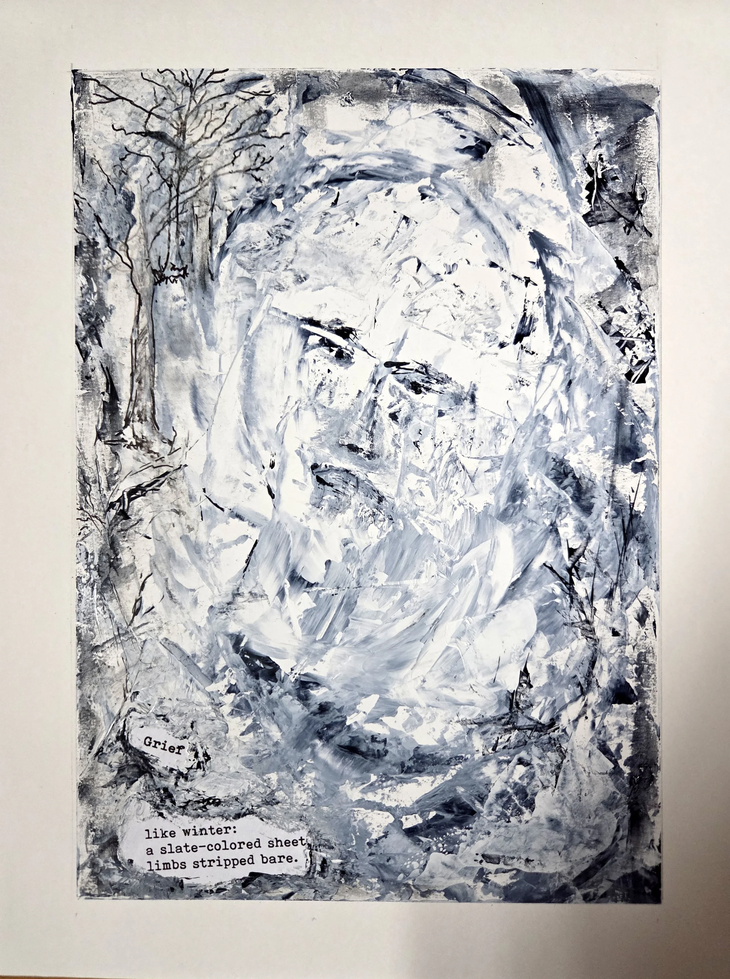 Grief - 12 x 9, Mixed Media (acrylic, charcoal, Conte pencils, ink, paper) on watercolor paper, 2026