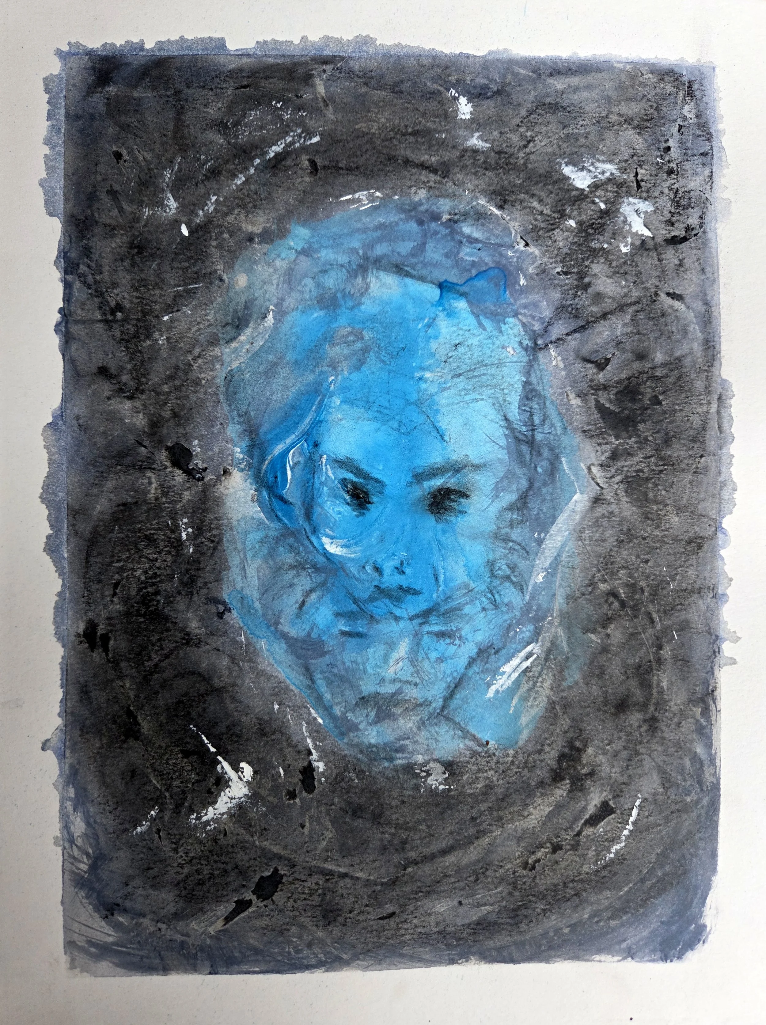 Out of the Dream - 12 x 9, Mixed Media (acrylic and charcoal) on mixed media paper