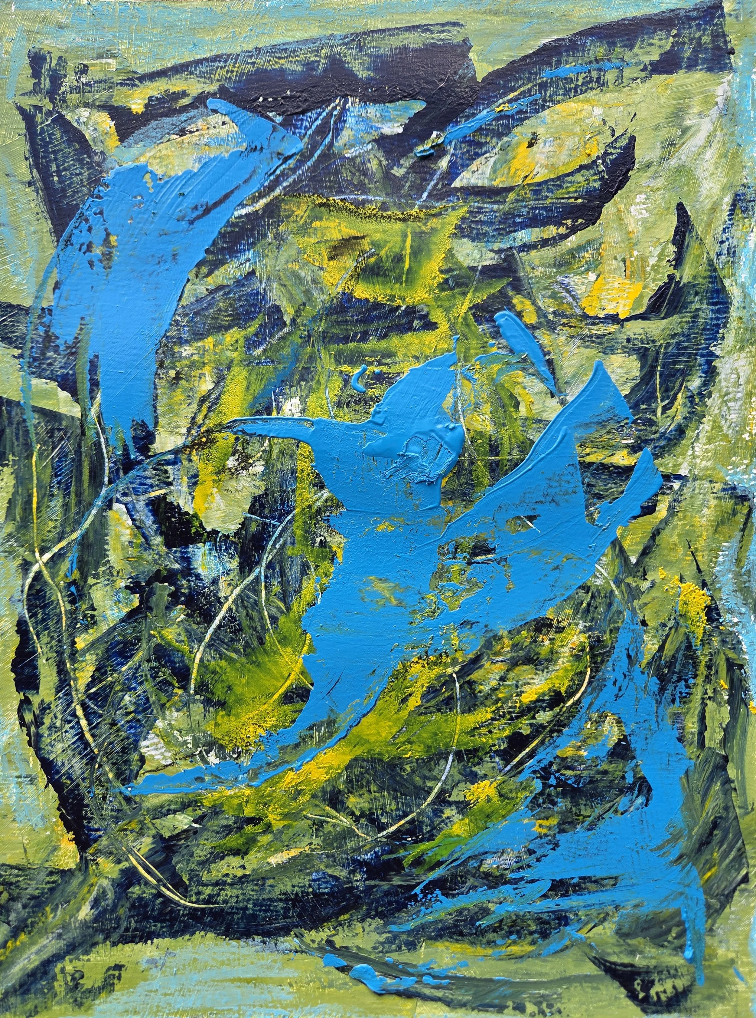 The Aquarium - 12 x 9, acrylic and oil pastels on watercolor paper, 2026