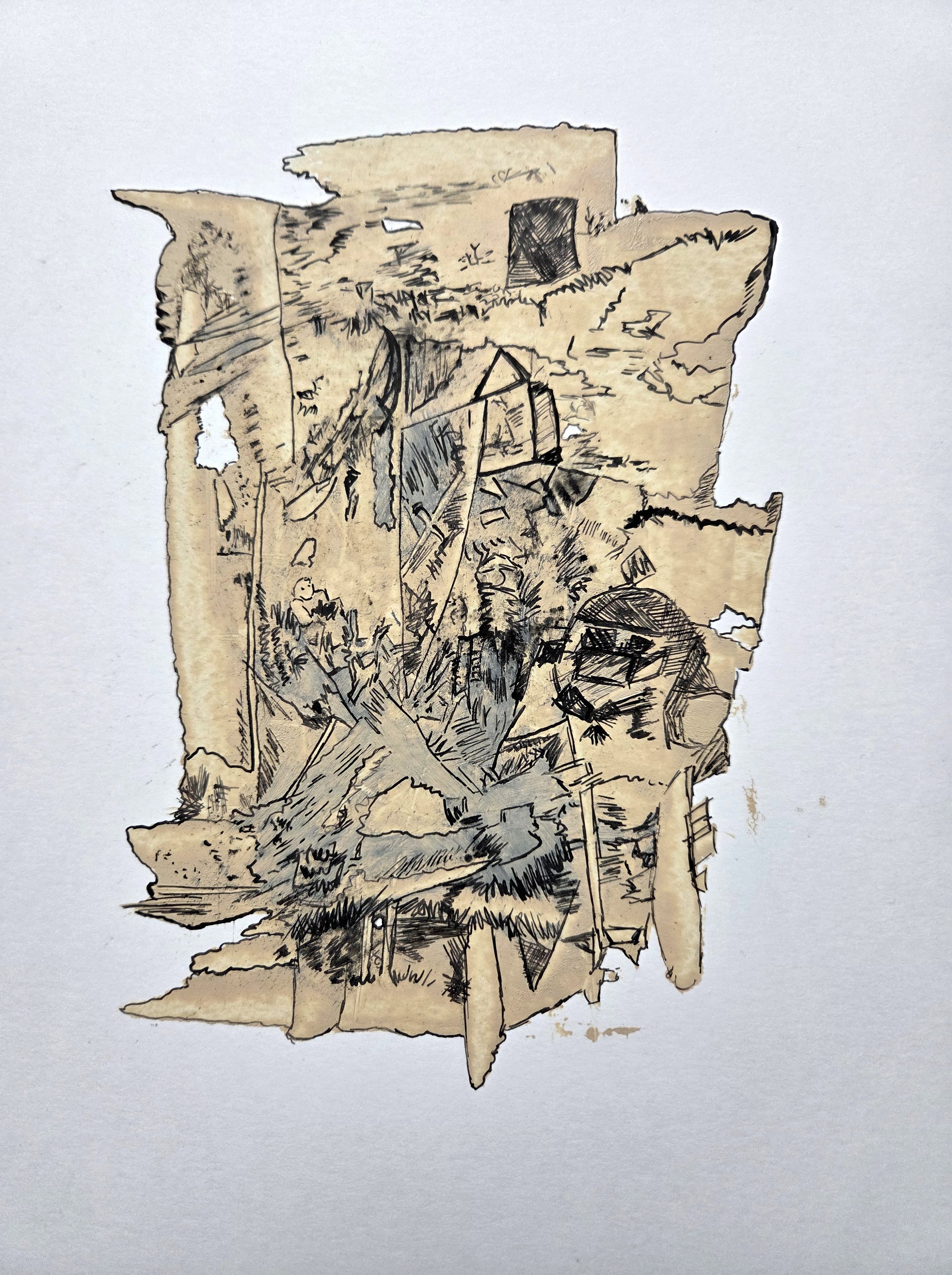 Incognito - 12 x 9, acrylic and ink on hot press watercolor paper