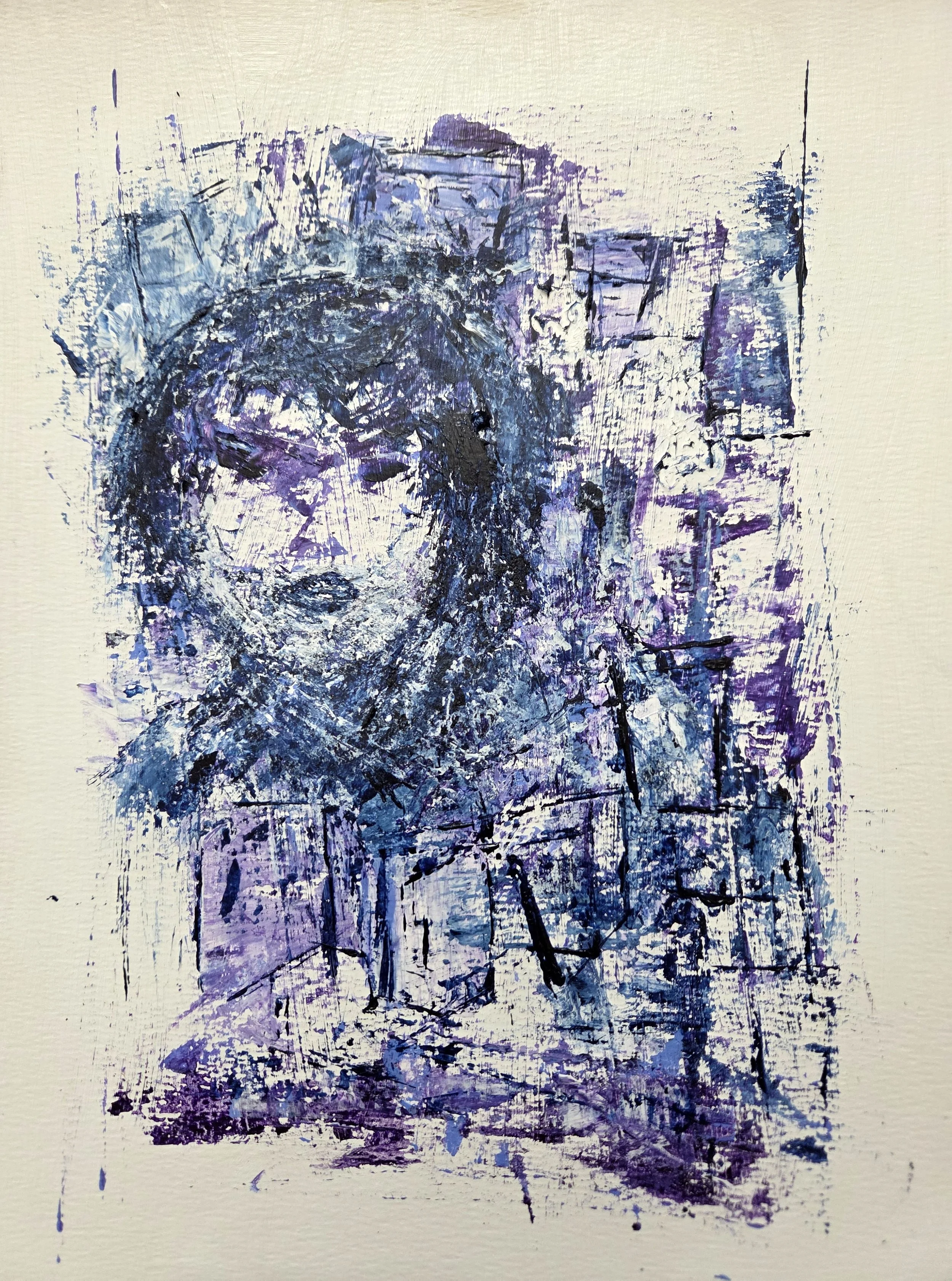 A Conversation with Rain - 12.5 x 9.5, acrylic on watercolor paper, 2026