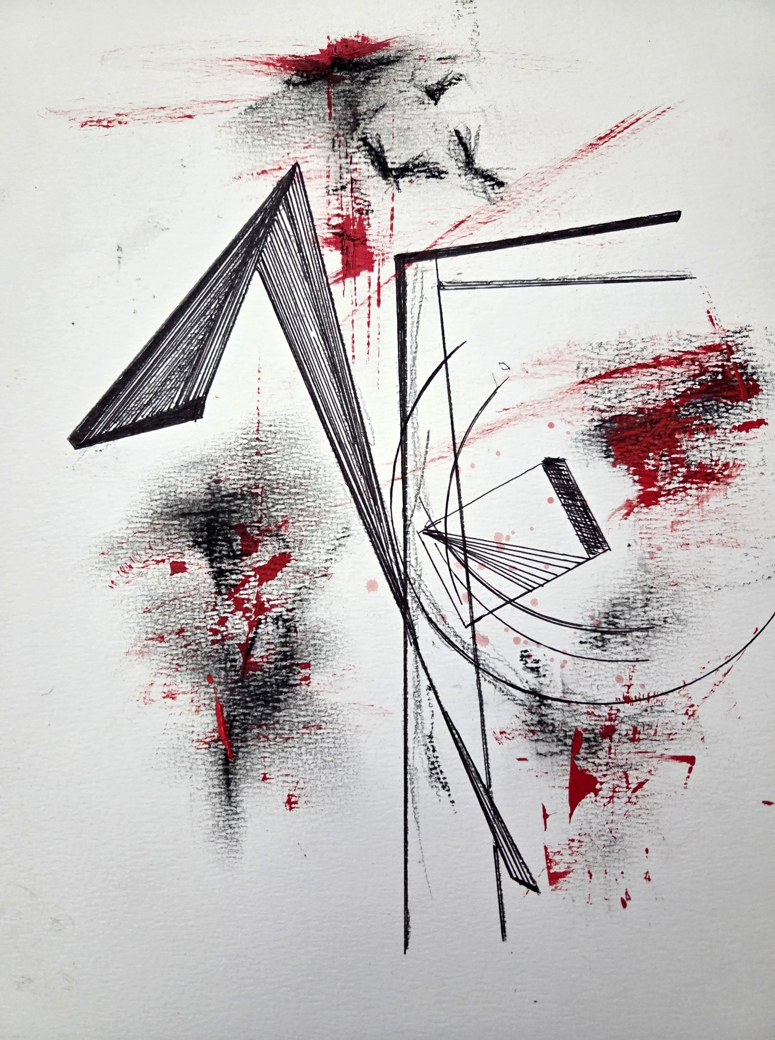 Cosmic Chaos - 12 x 9, Mixed Media (acrylic, ink, and Conte crayons) on oil and acrylic paper, 2026