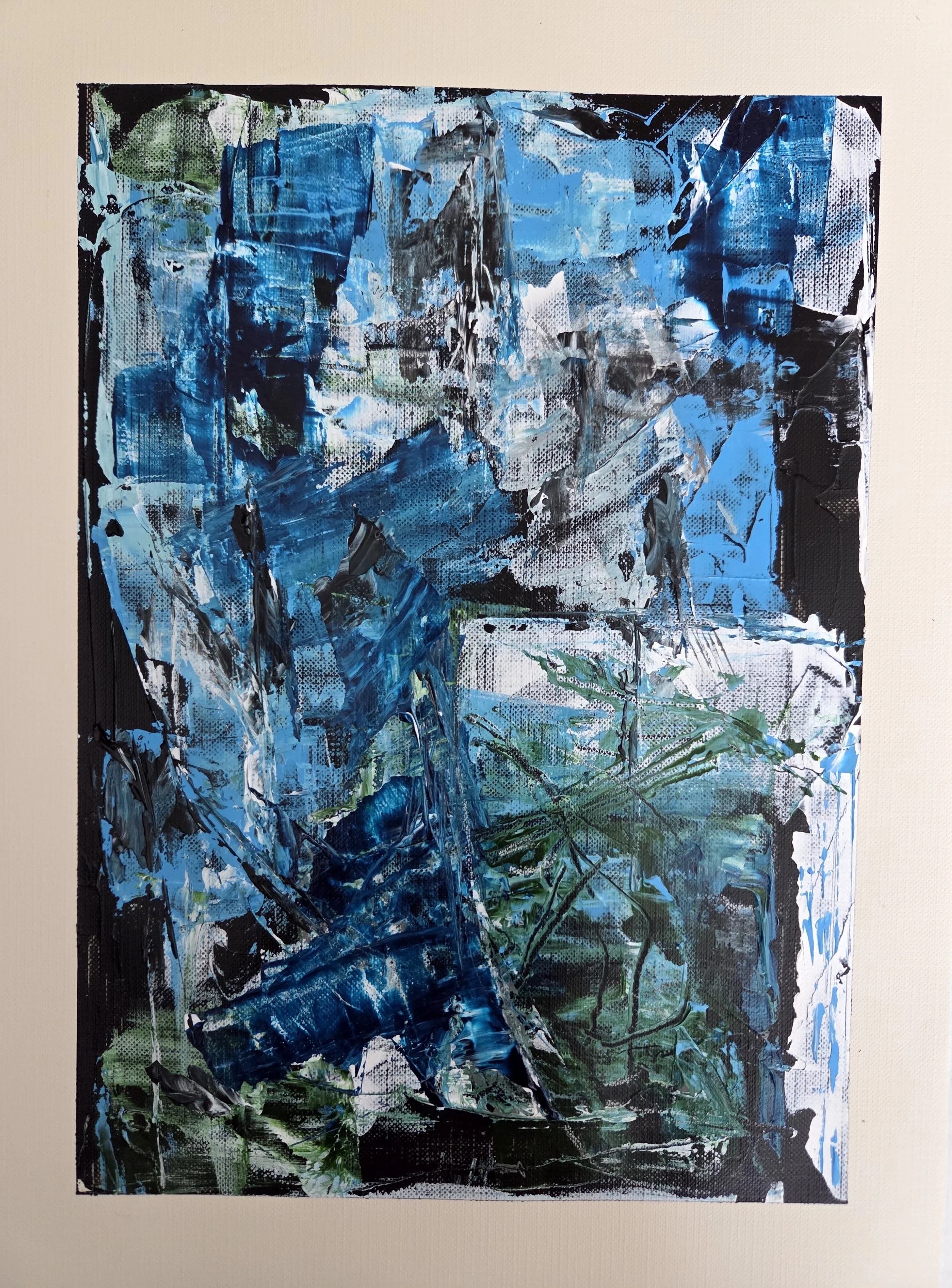 False Positive - 12 x 9, mixed media (acrylic, charcoal pencils) on oil and acrylic paper, 2026