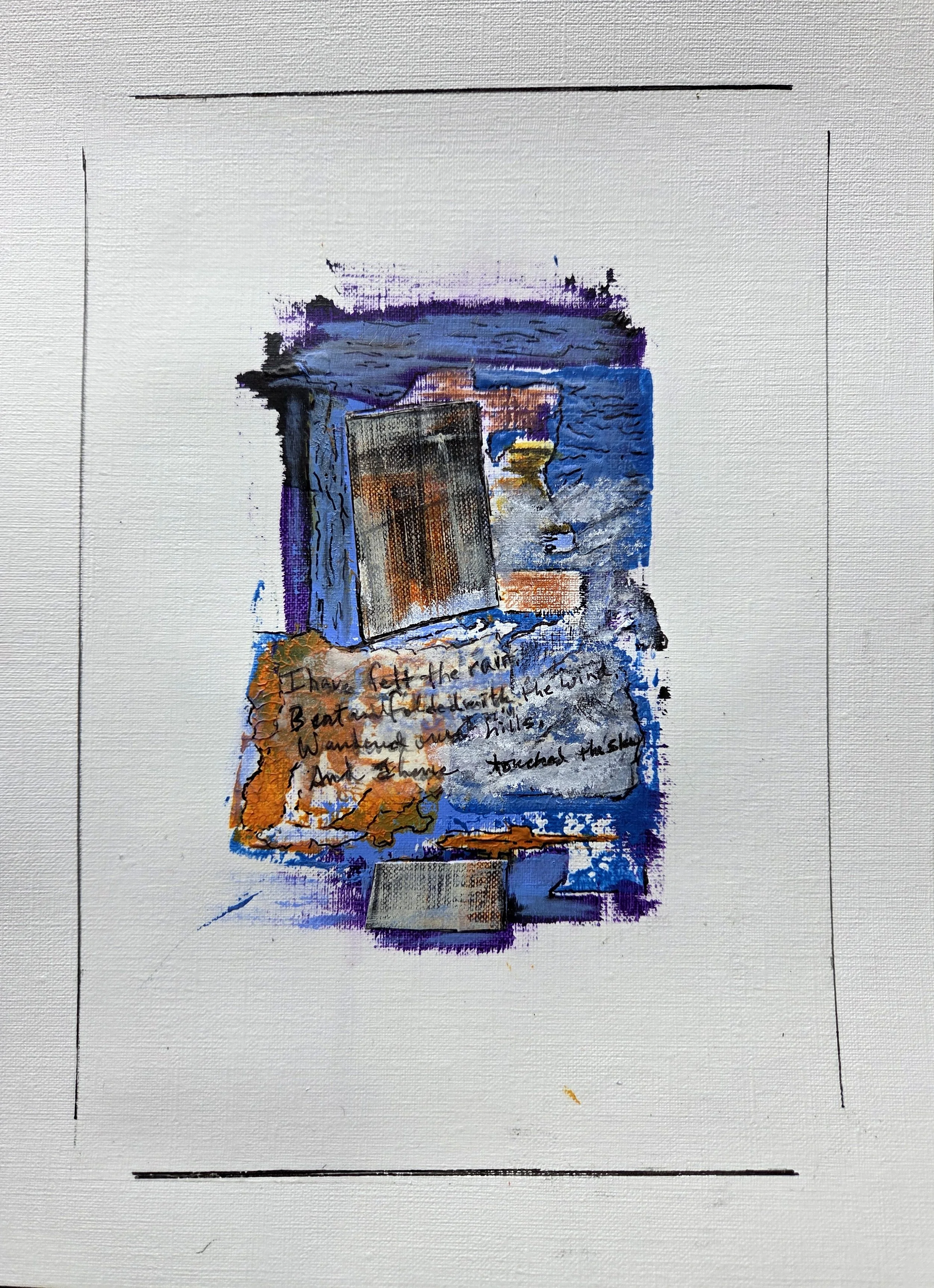 And I Have Touched the Sky - 12 x 9, Mixed Media (acrylic, ink, charcoal pencils) on oil and acrylic paper, 2026.  SOLD